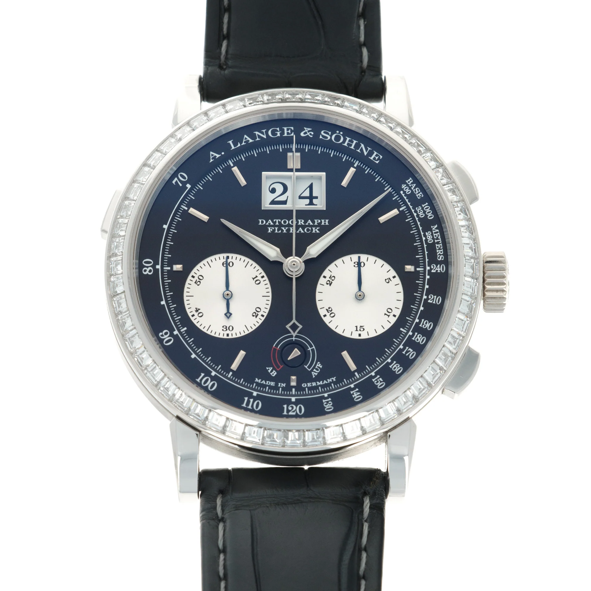 A. Lange & Sohne Platinum Datograph Baguette Diamond Up Down Watch Ref. 405.835