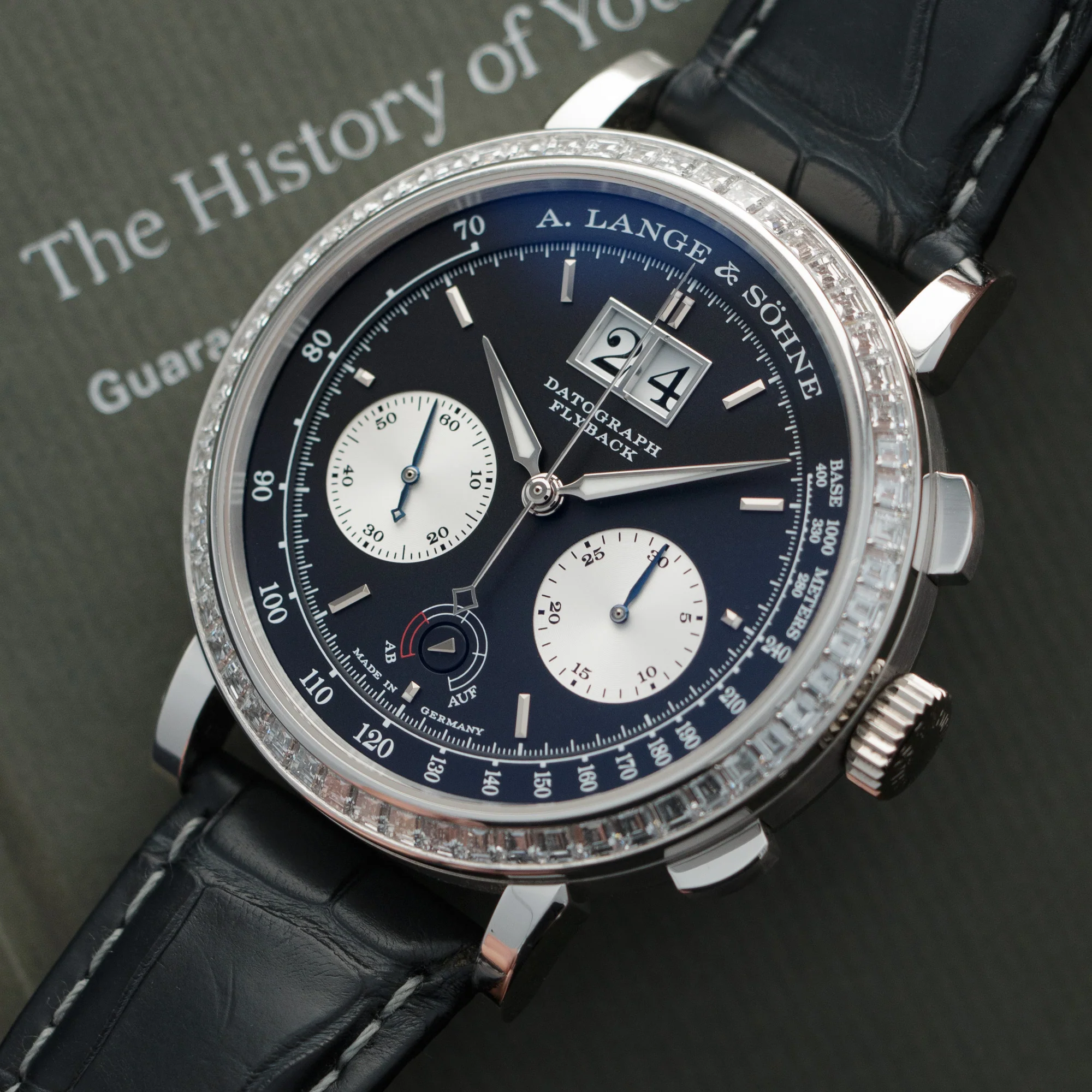 A. Lange & Sohne Platinum Datograph Baguette Diamond Up Down Watch Ref. 405.835 - Image 2