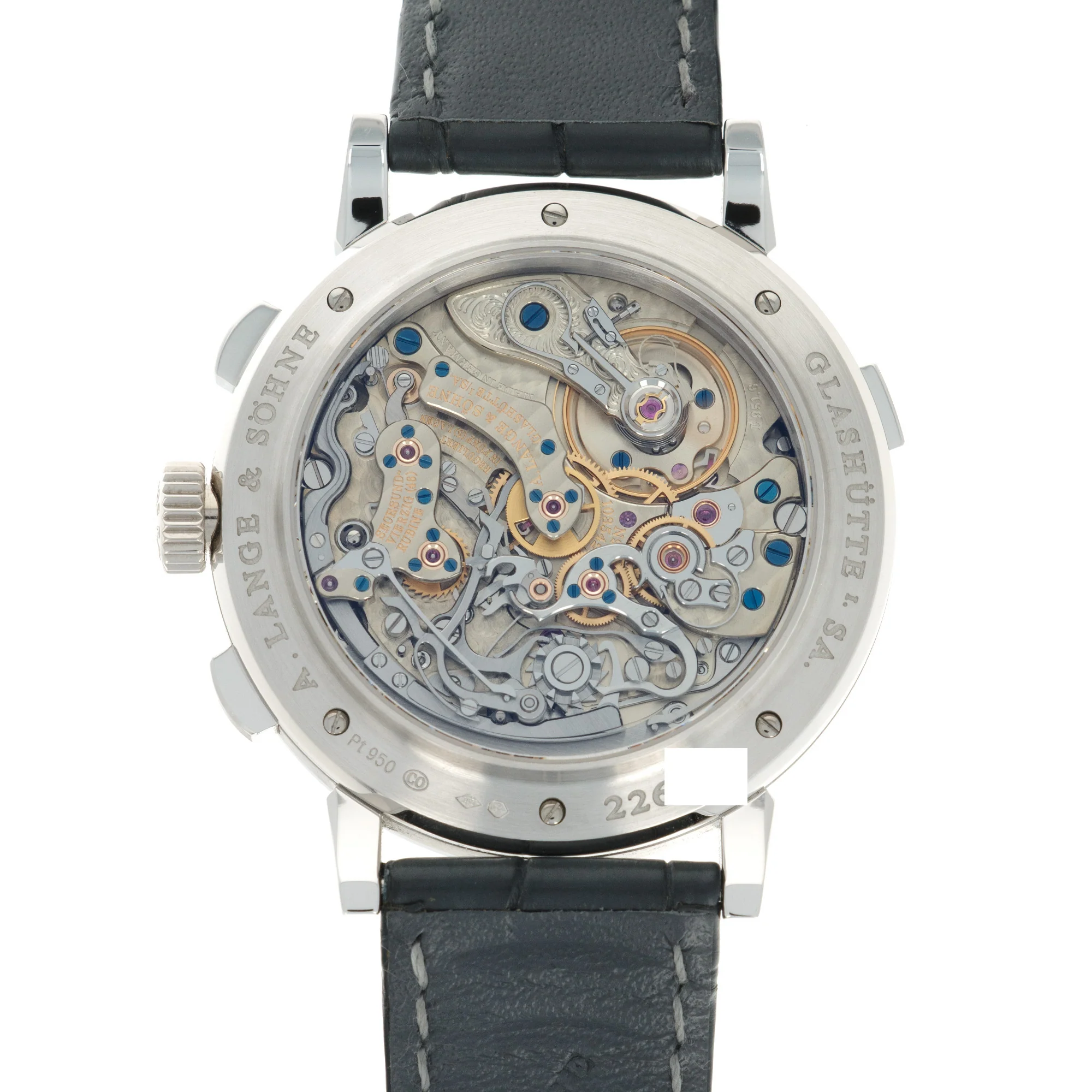 A. Lange & Sohne Platinum Datograph Baguette Diamond Up Down Watch Ref. 405.835 - Image 4