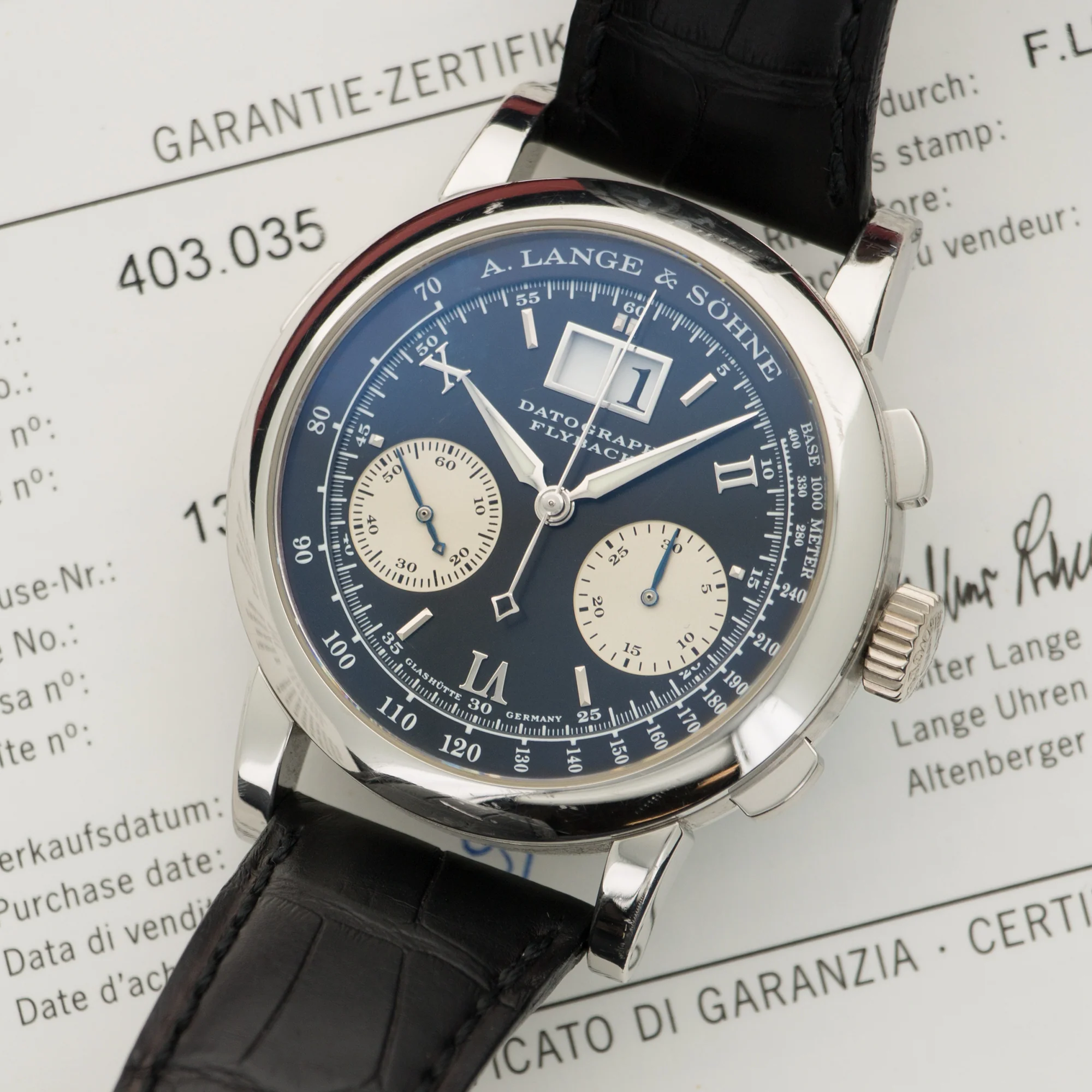 A. Lange & Sohne Platinum Datograph Watch Ref. 403.035 - Image 2