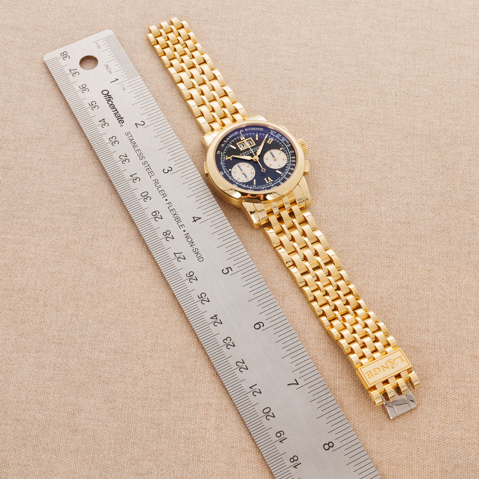 A. Lange & Sohne Yellow Gold Datograph Watch Ref. 403.041 on Wellendorf Bracelet - Image 4