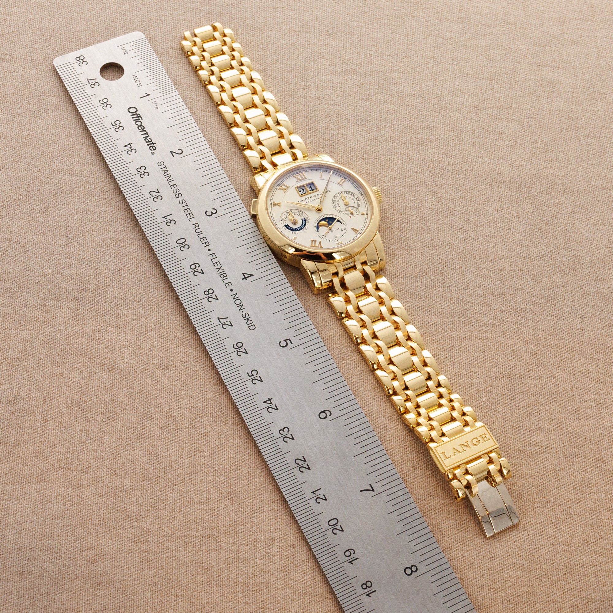 A. Lange & Sohne Yellow Gold Langematik Perpetual Wellendorf Bracelet Ref 310.221 - Image 4