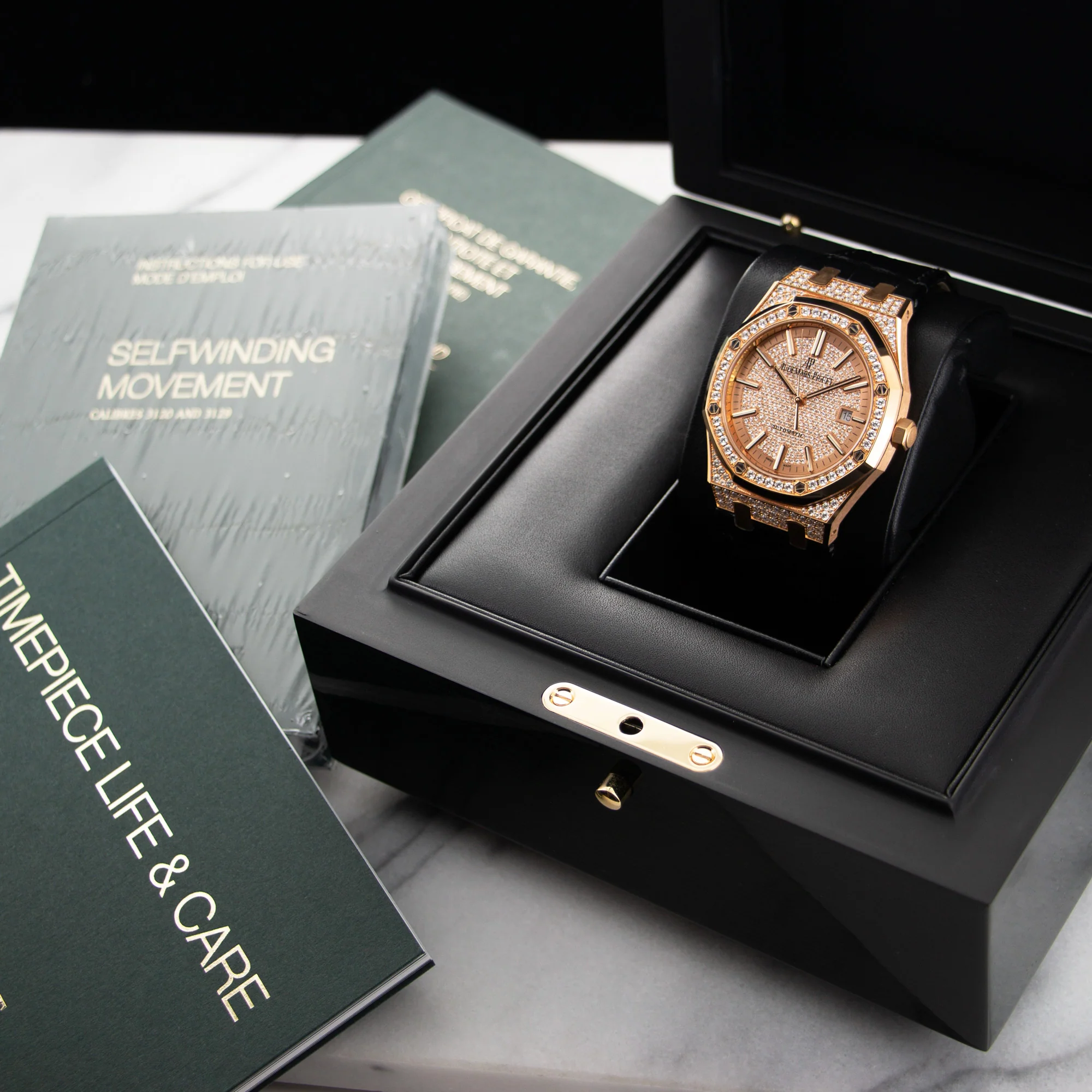 Audemars Piguet Rose Gold Royal Oak Diamond Watch Ref. 15402 - Image 5