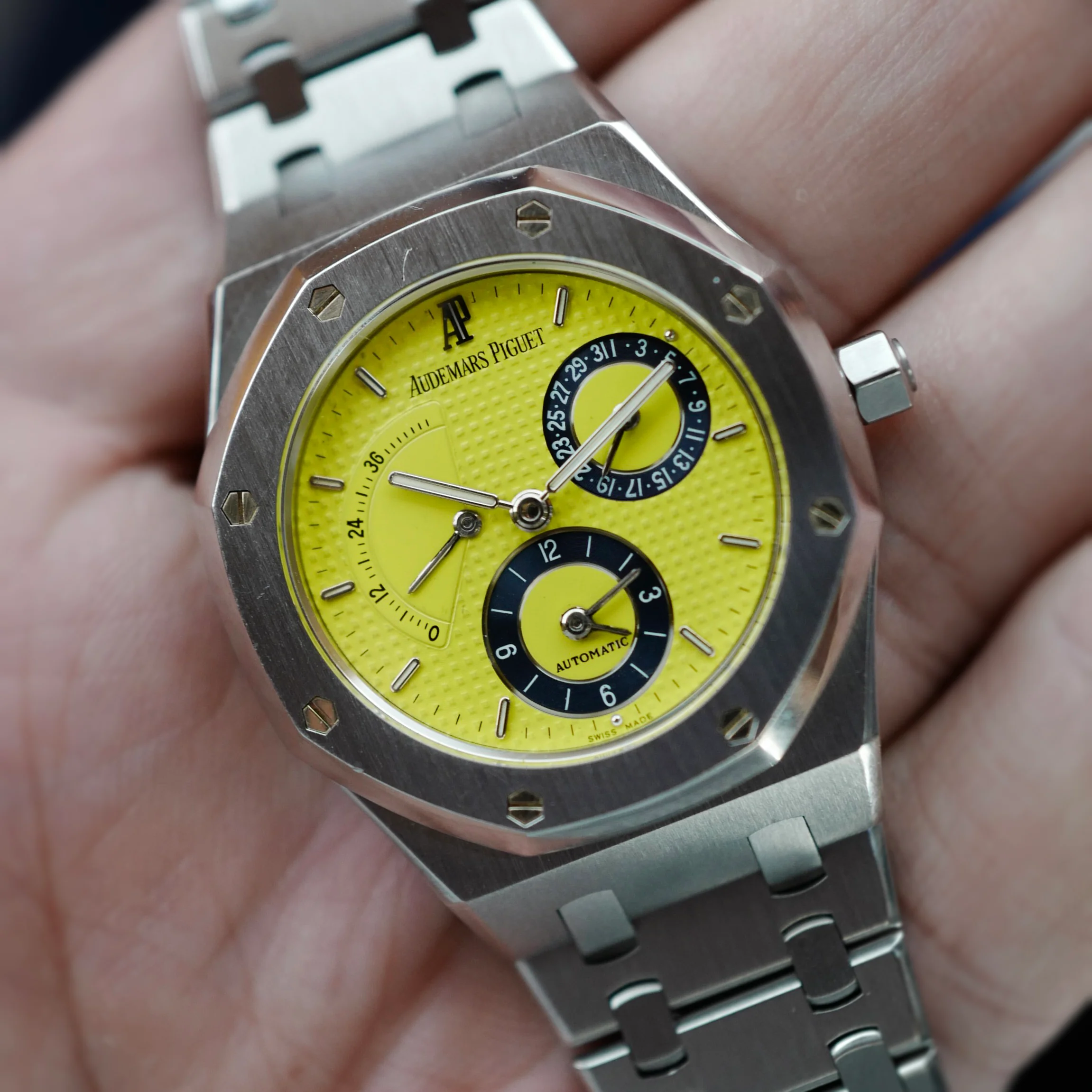 Audemars Piguet Royal Oak Dual Time Watch Ref. 25730 with Bright Yellow Dial with Original Warranty Paper - Image 4