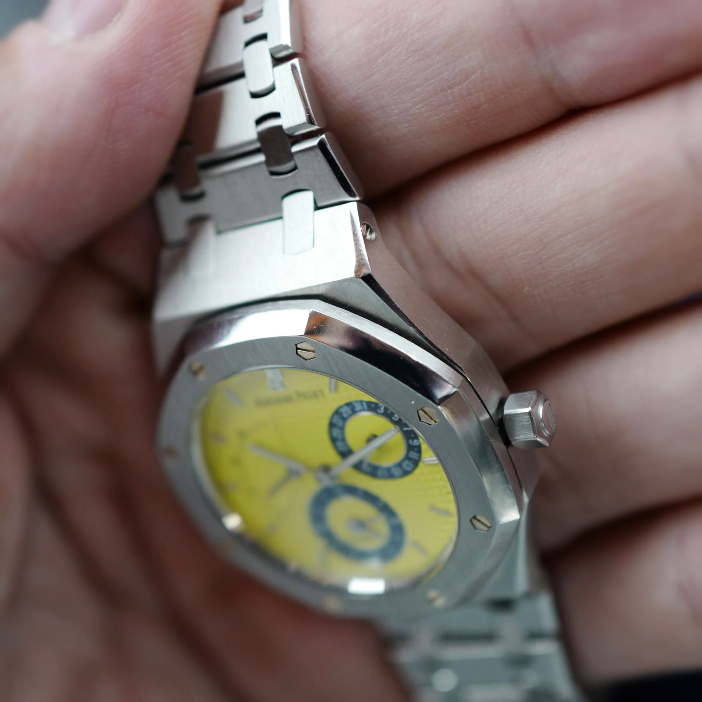 Audemars Piguet Royal Oak Dual Time Watch Ref. 25730 with Bright Yellow Dial with Original Warranty Paper - Image 7