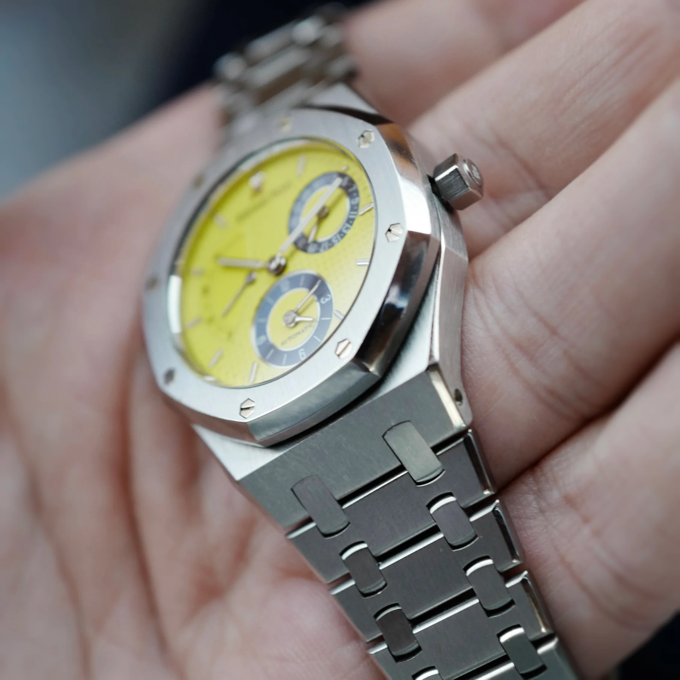 Audemars Piguet Royal Oak Dual Time Watch Ref. 25730 with Bright Yellow Dial with Original Warranty Paper - Image 9