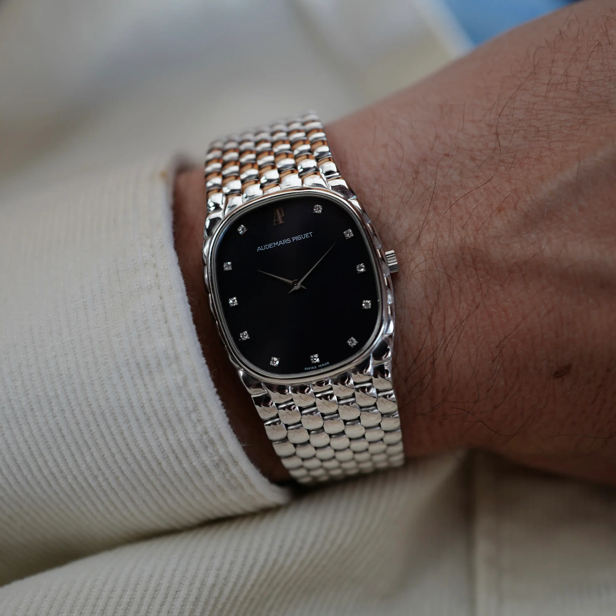 Audemars Piguet White Gold Beaded Bracelet Watch - Image 4