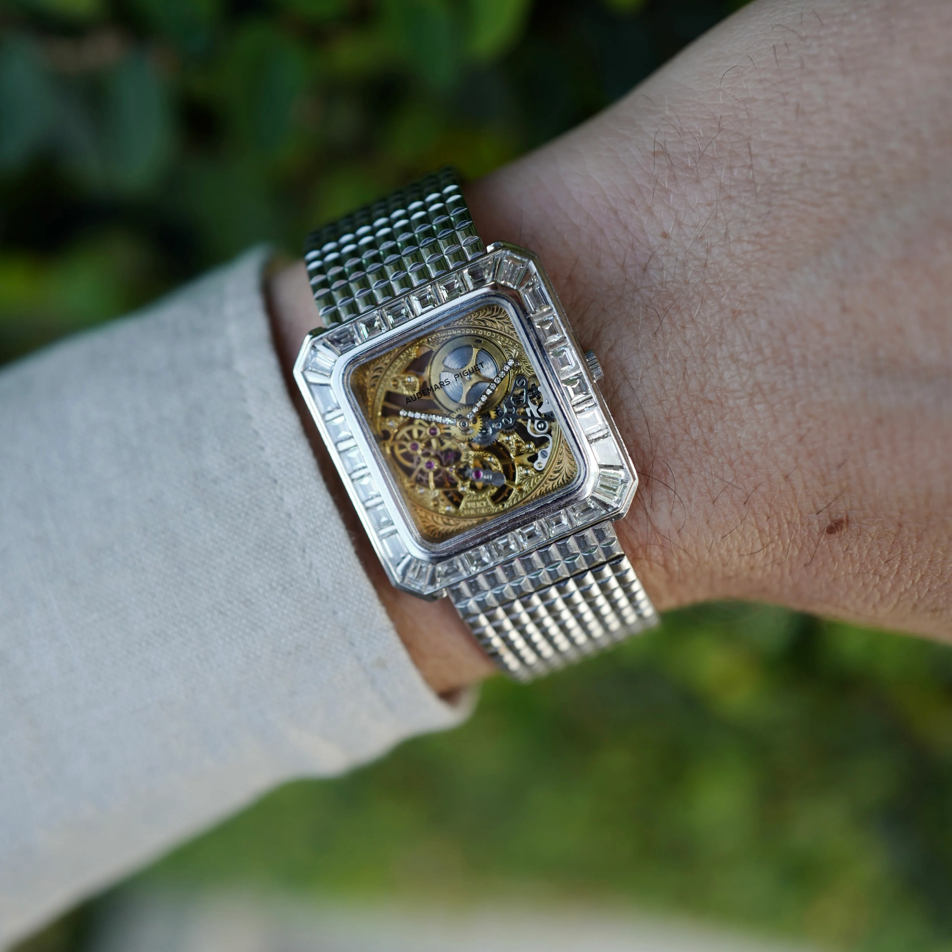Audemars Piguet White Gold Skeleton Watch Ref. 4660 with Baguette Diamonds - Image 5