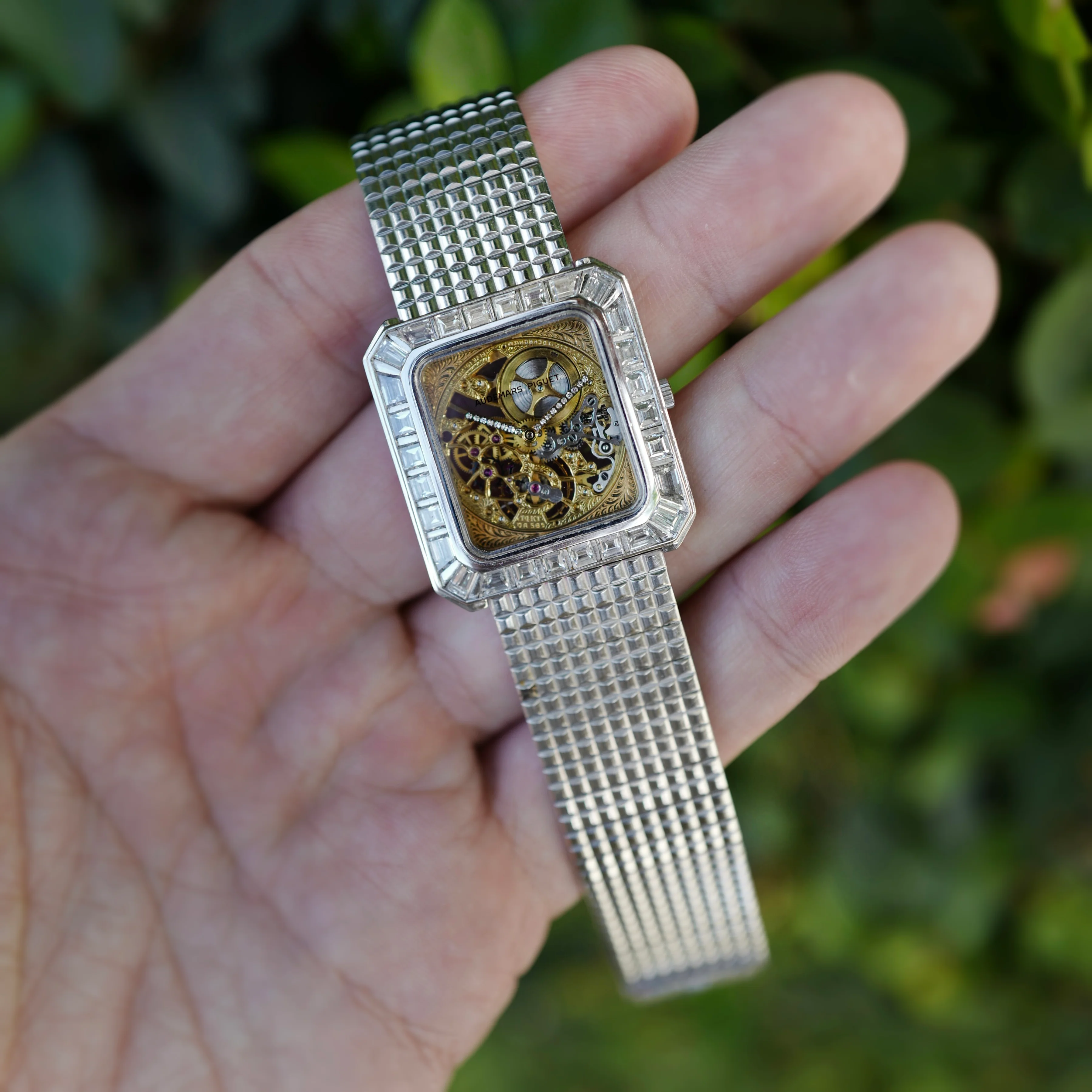 Audemars Piguet White Gold Skeleton Watch Ref. 4660 with Baguette Diamonds - Image 7