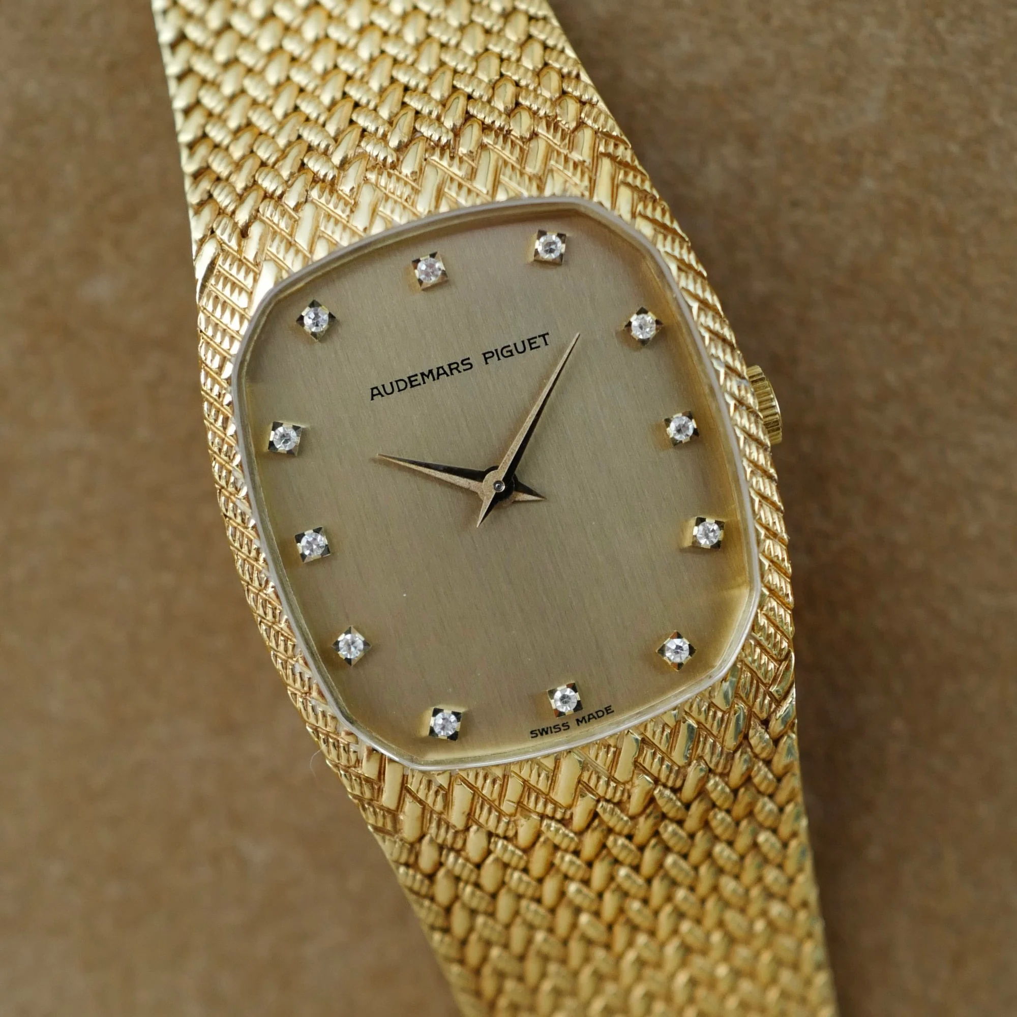 Audemars Piguet Yellow Gold Bracelet Watch with Diamond Markers - Image 2