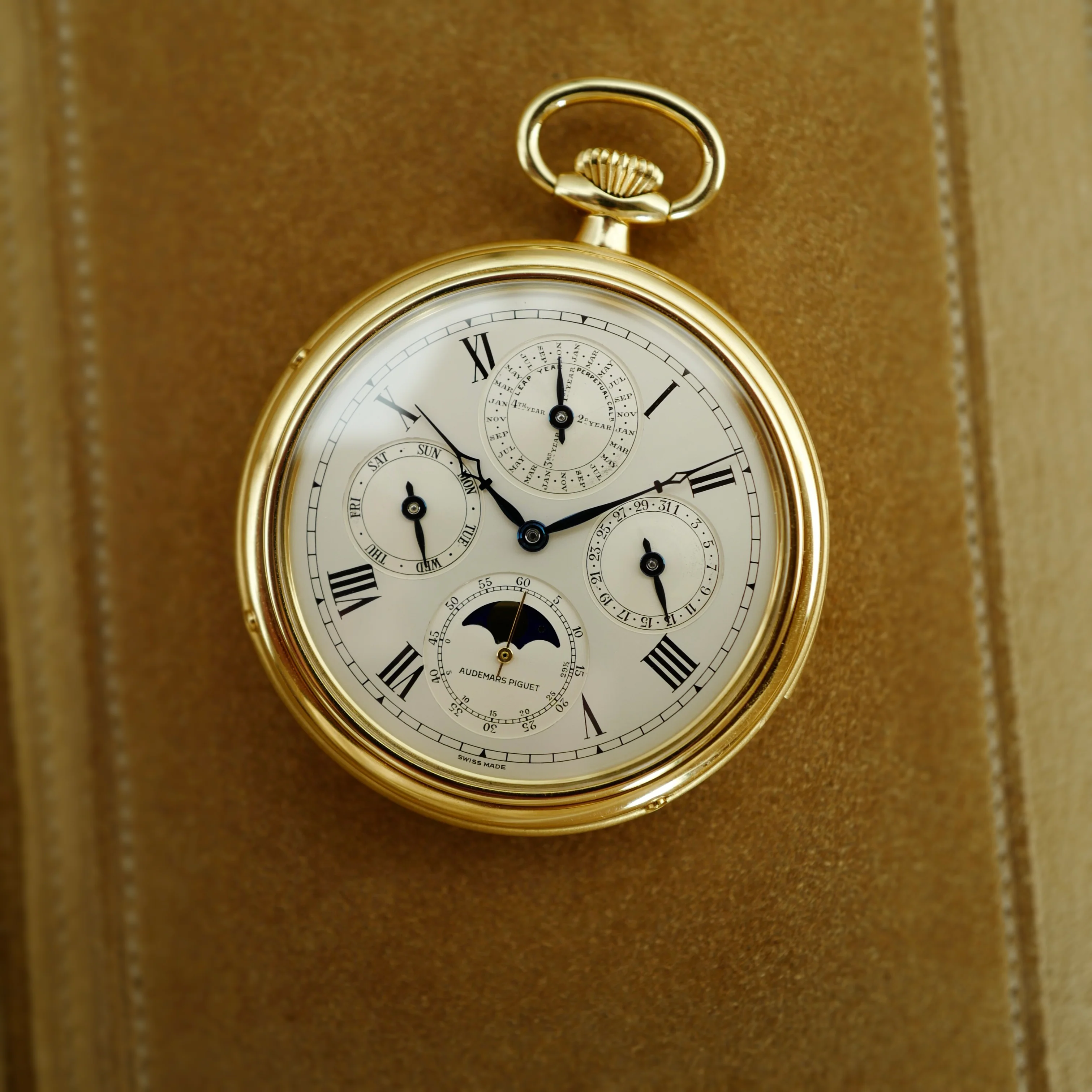 Audemars Piguet Yellow Gold Perpetual Calendar Minute Repeater Pocket Watch, Retailed by Asprey - Image 3
