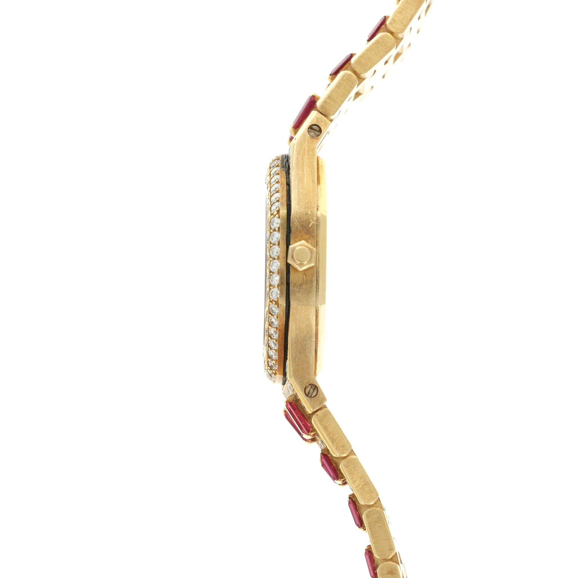 Audemars Piguet Yellow Gold Royal Oak Diamond Ruby Watch - Image 4