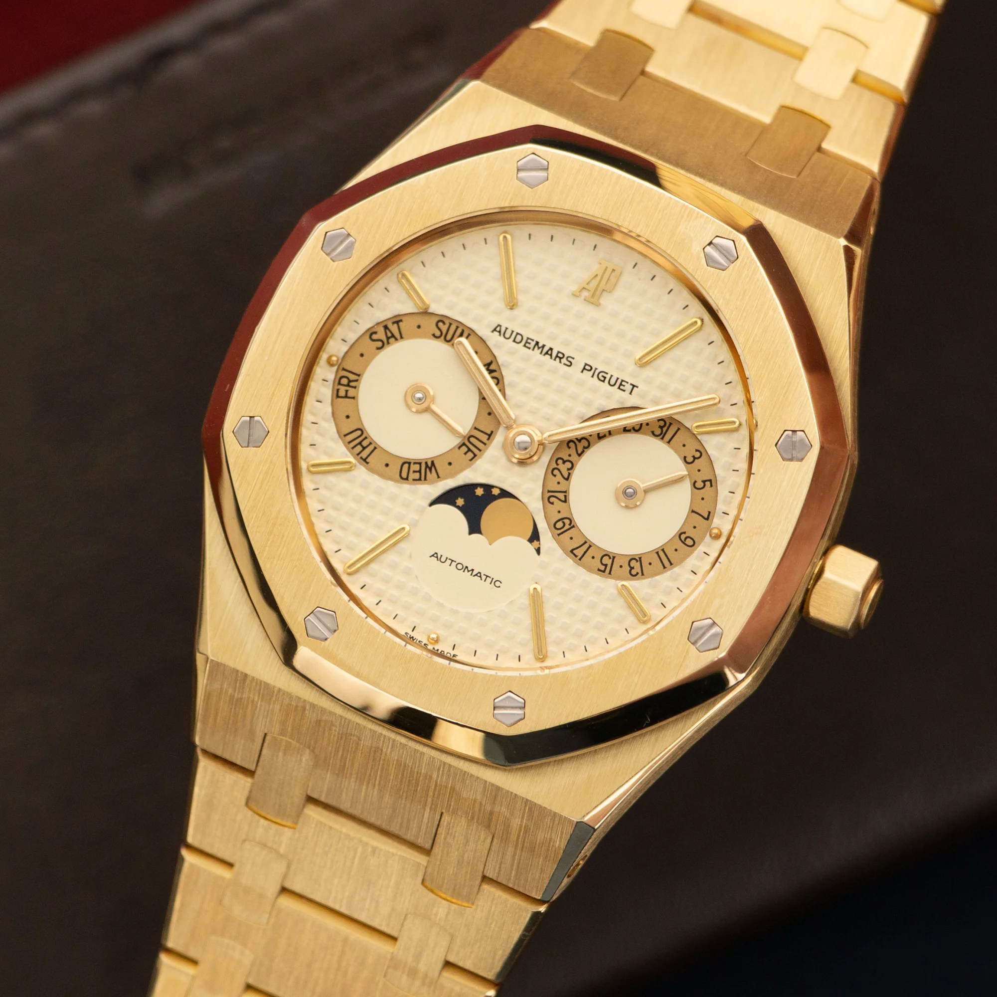 Audemars Piguet Yellow Gold Royal Oak Moonphase Day Date Watch - Image 2