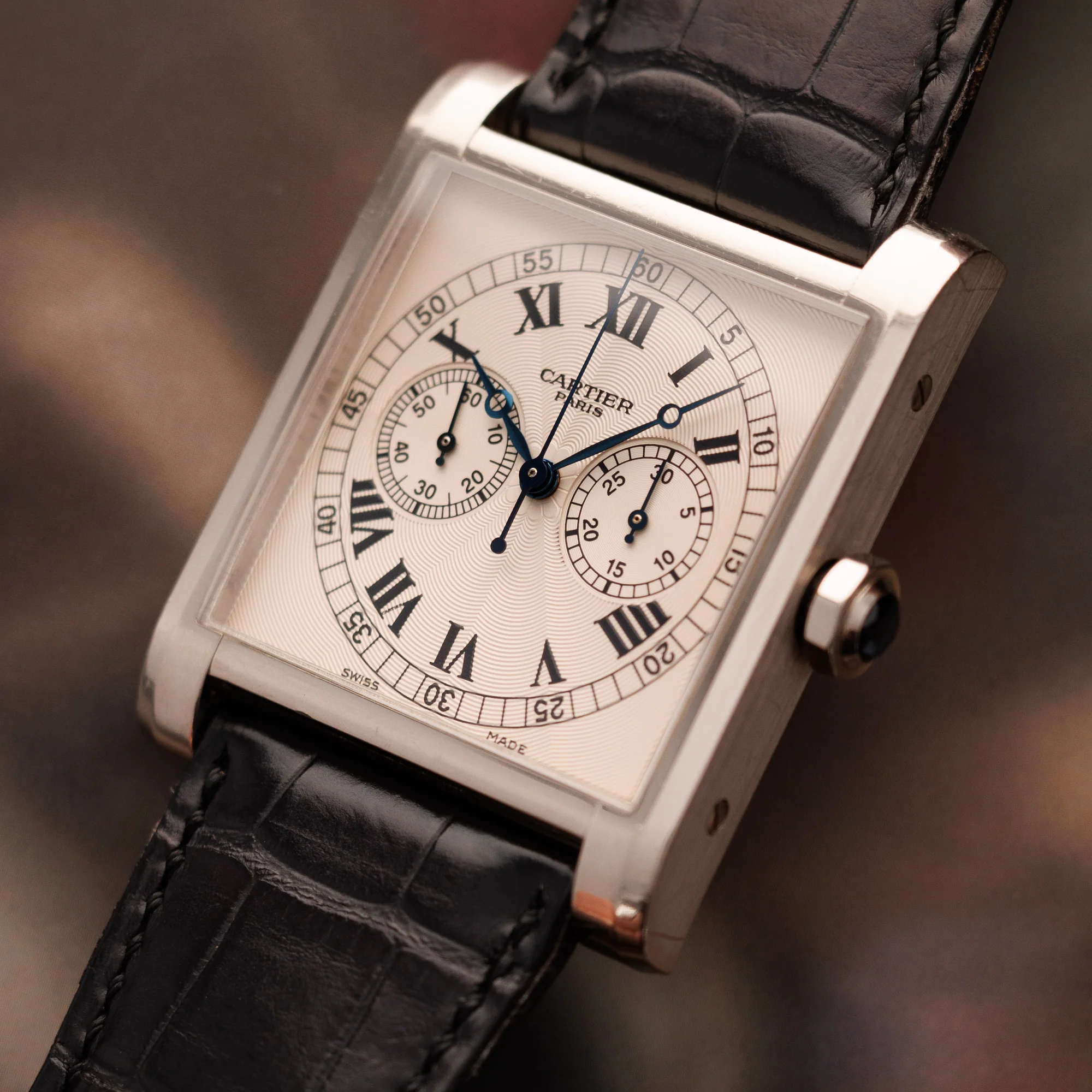 Cartier CPCP White Gold Tank Monopoussoir Chronograph Ref. 3078 - Image 2