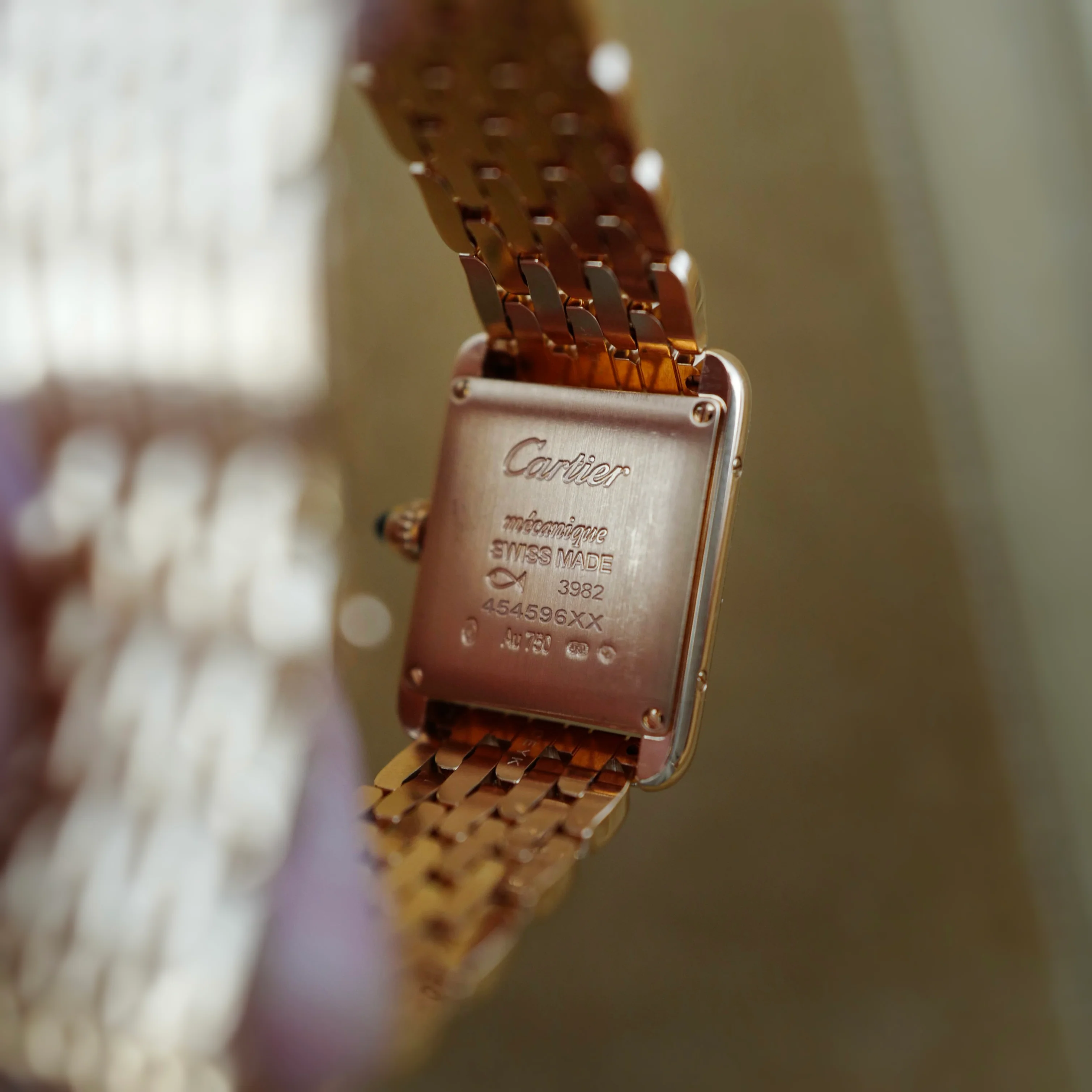 Cartier Pink Gold Tank on Bracelet Mecanique WGTA0010 with Warranty Card (New Arrival) - Image 3
