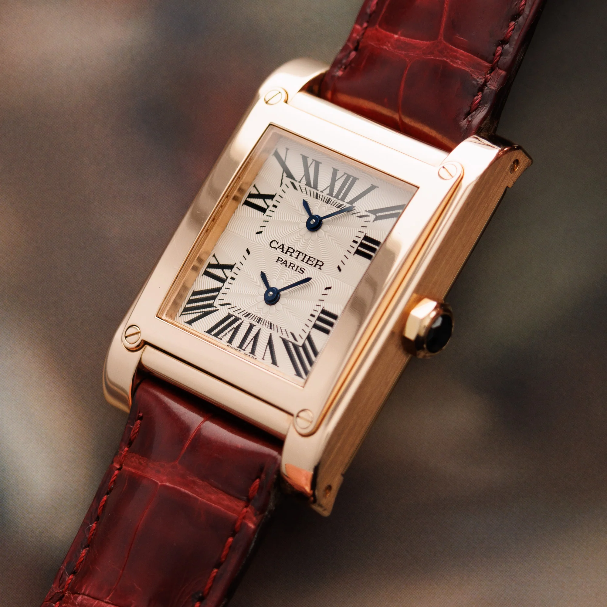Cartier Rose Gold Tank a Vis Dual Time Ref. 2594 - Image 2