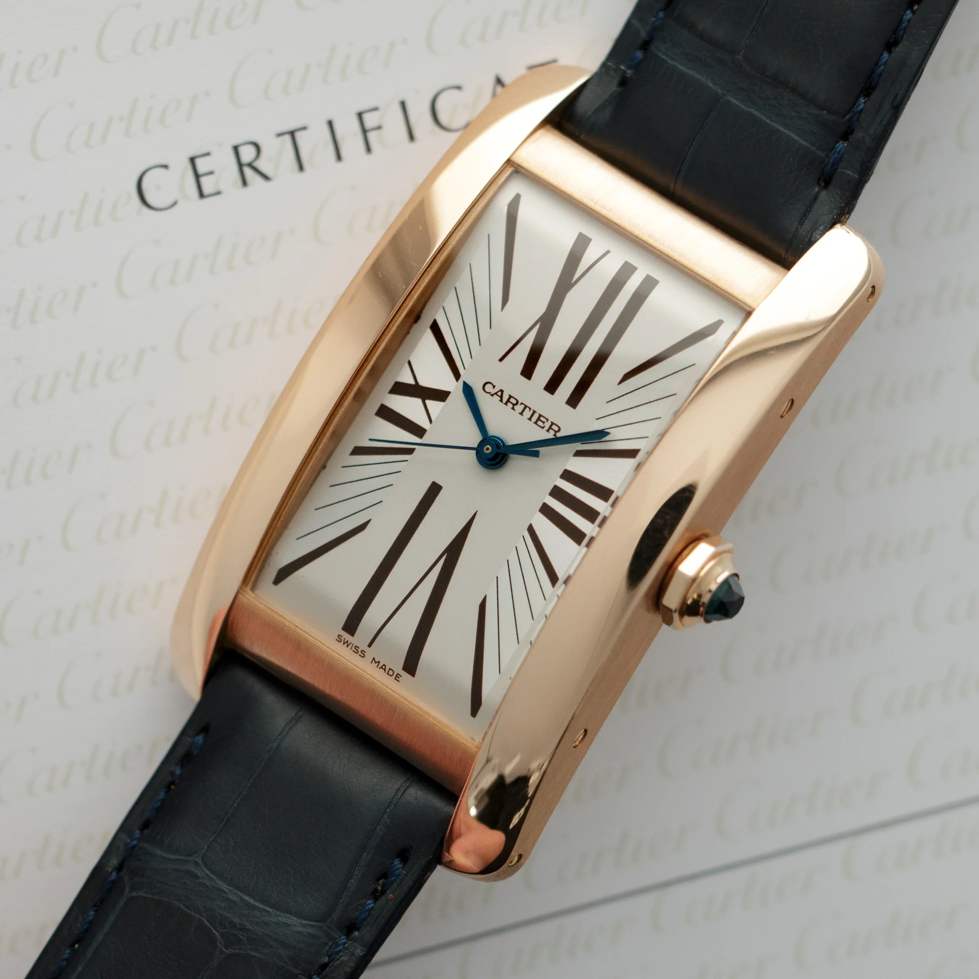 Cartier Rose Gold Tank Americaine Watch with Original Box and Papers - Image 2