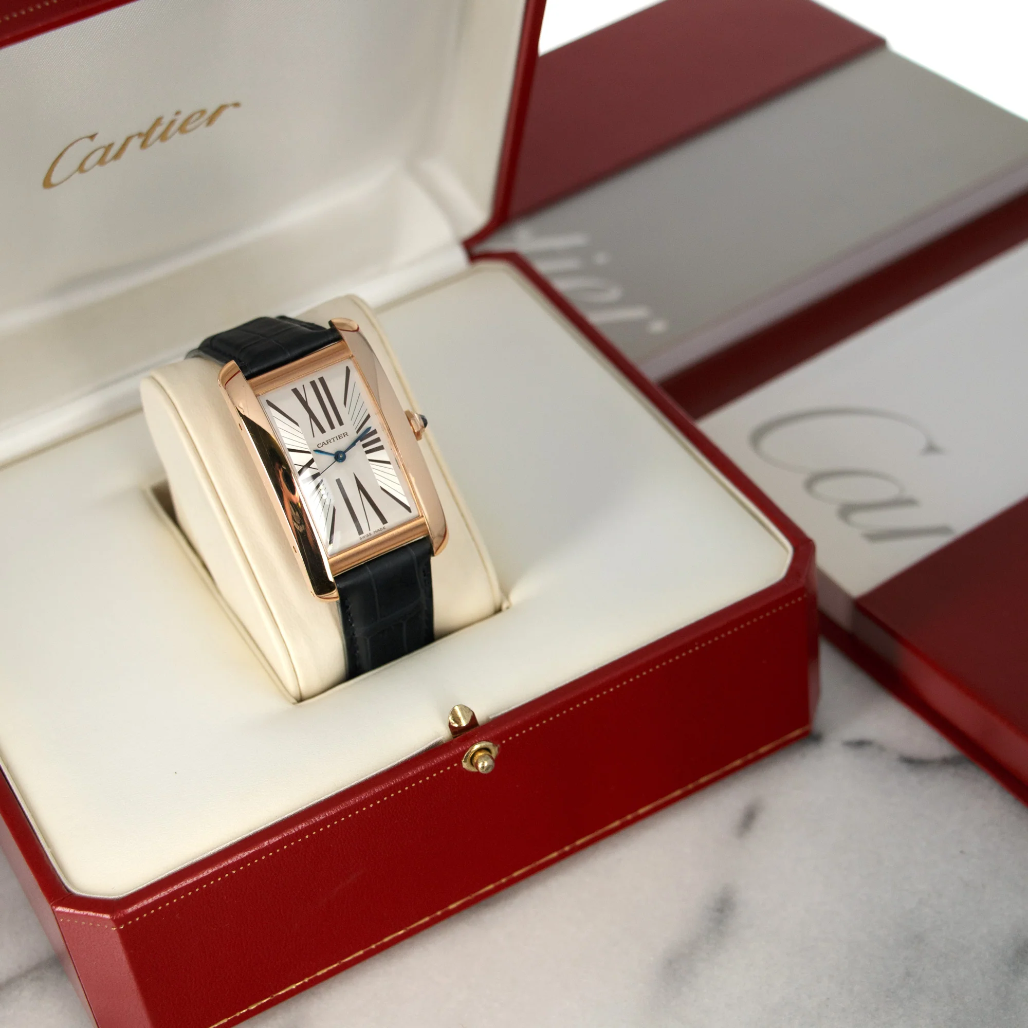 Cartier Rose Gold Tank Americaine Watch with Original Box and Papers - Image 6