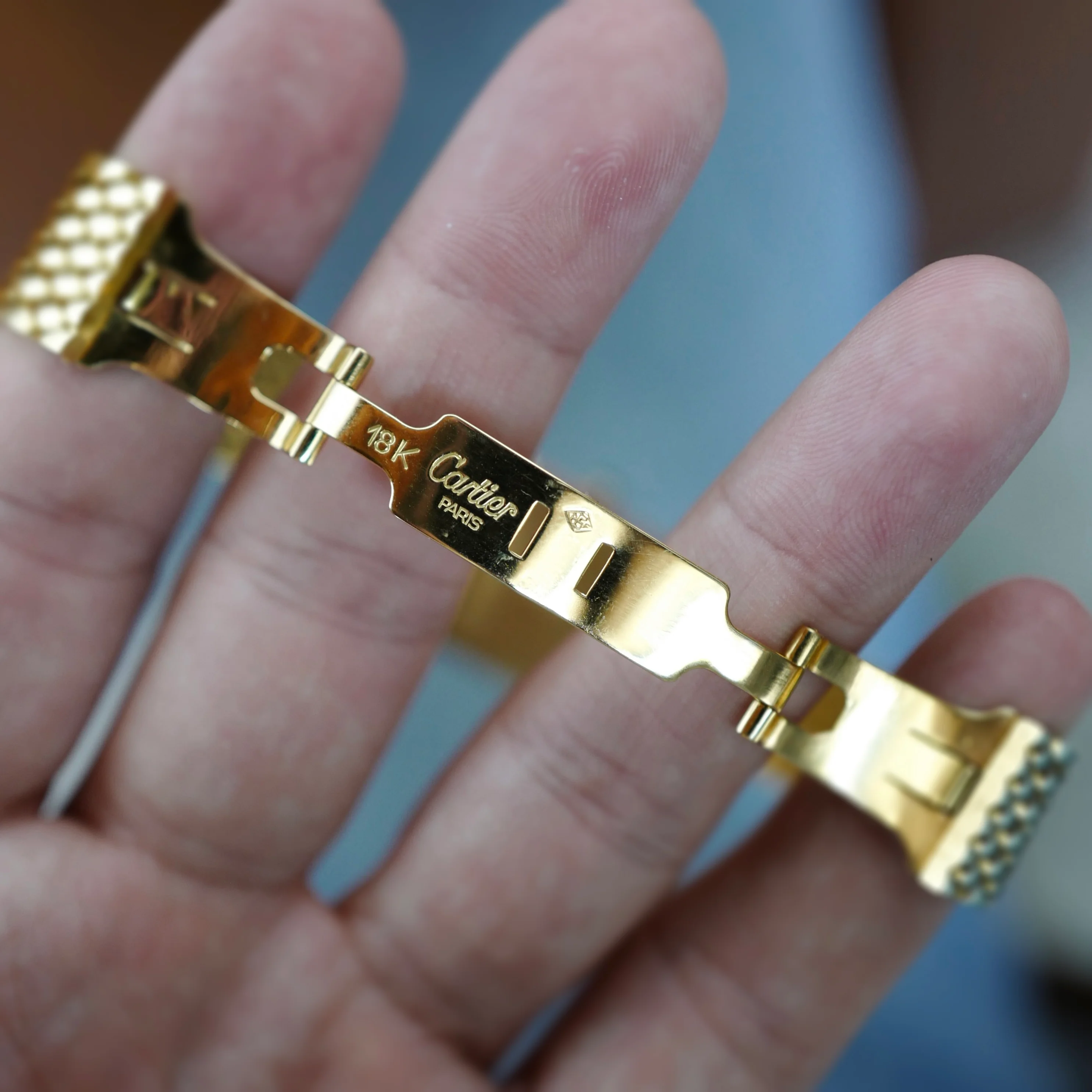 Cartier Yellow Gold Blue Enamel Mecanique Obus Watch - Image 6