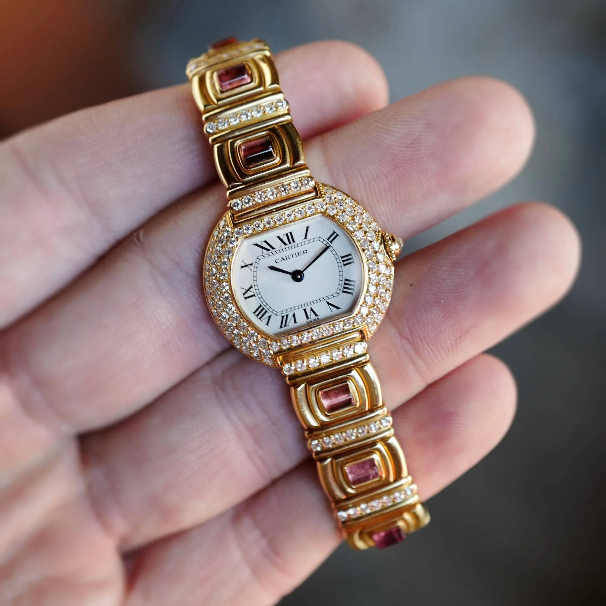 Cartier Yellow Gold Diamond and Tourmaline Vintage Watch - Image 2