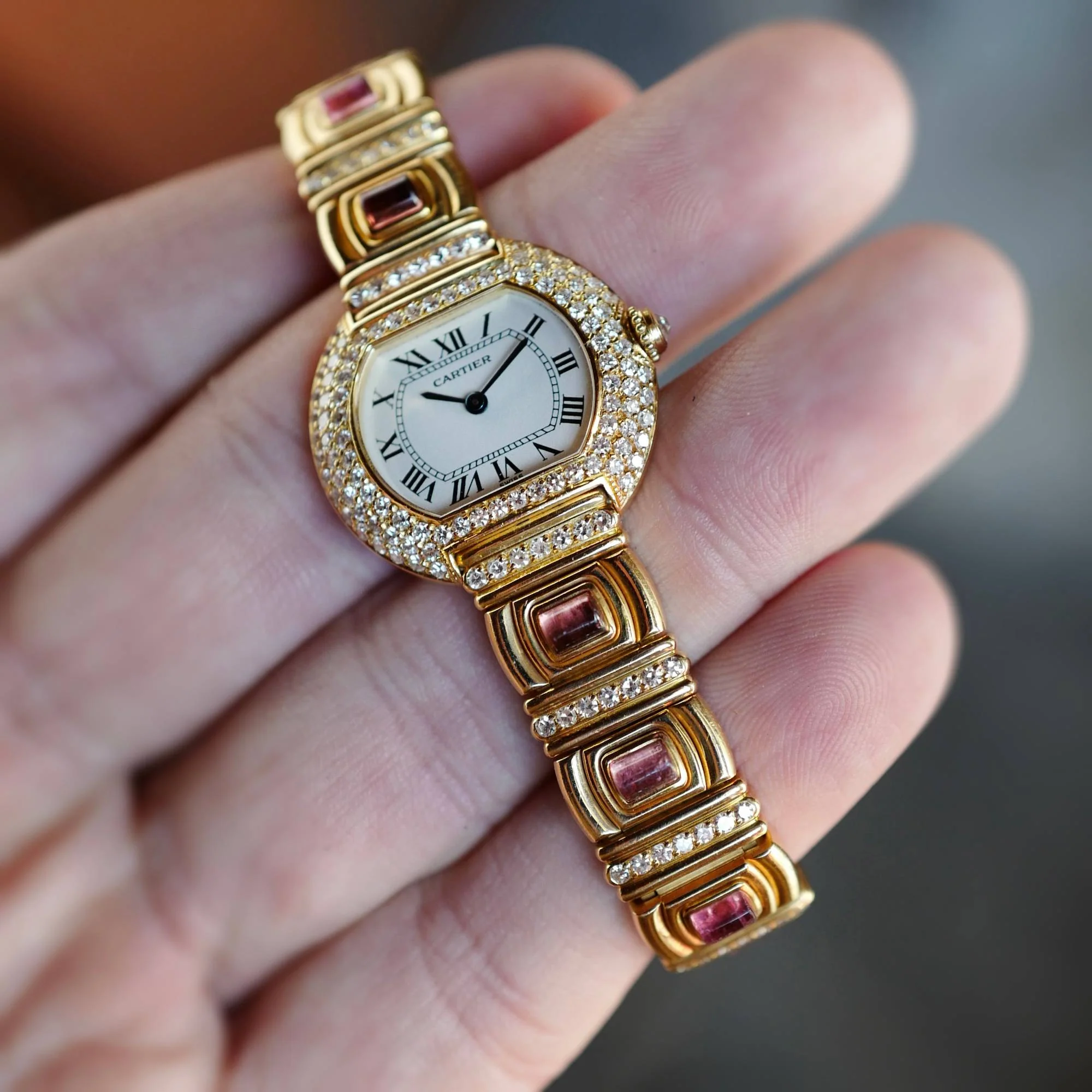 Cartier Yellow Gold Diamond and Tourmaline Vintage Watch - Image 3