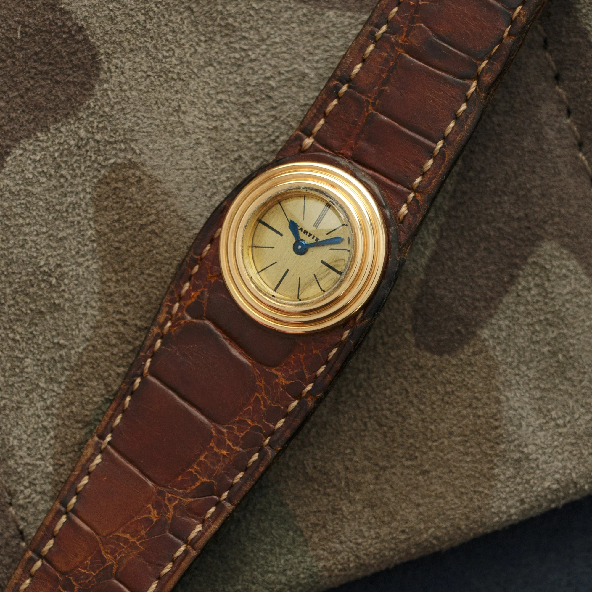 Cartier Yellow Gold Leather Watch, As Seen in George Gordons Cartier Book - Image 2