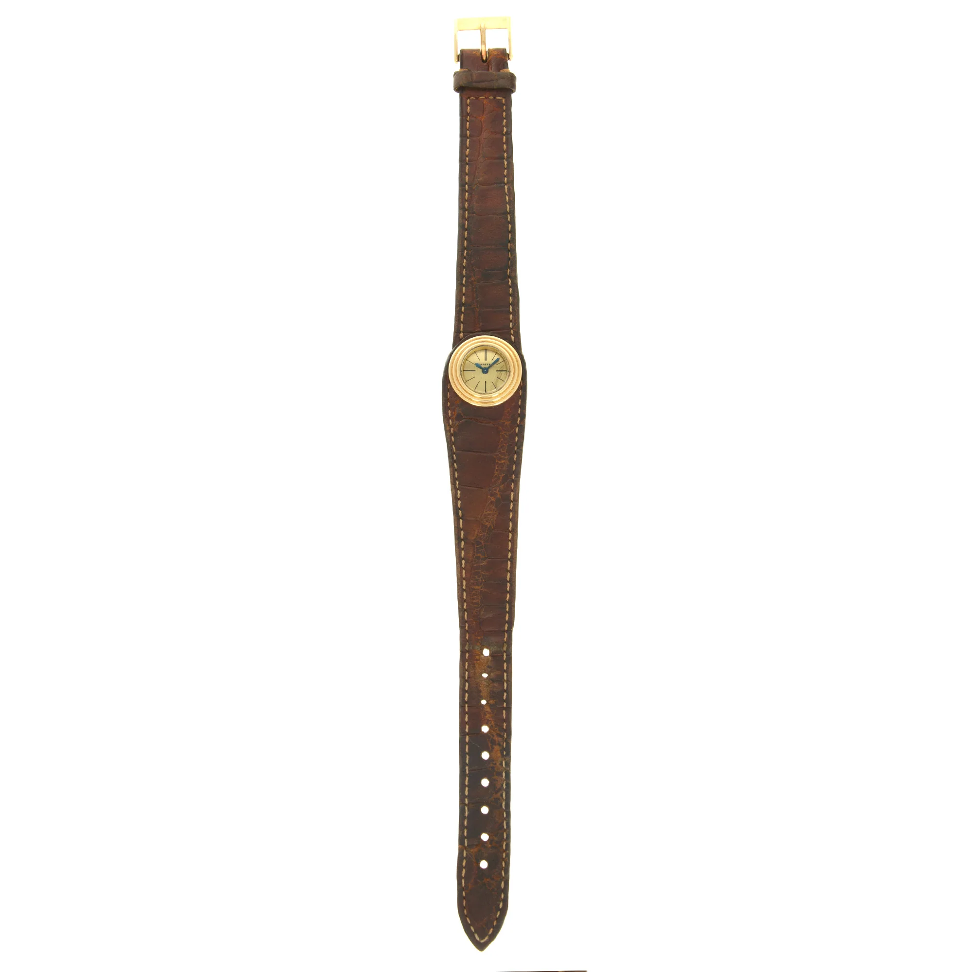 Cartier Yellow Gold Leather Watch, As Seen in George Gordons Cartier Book - Image 3