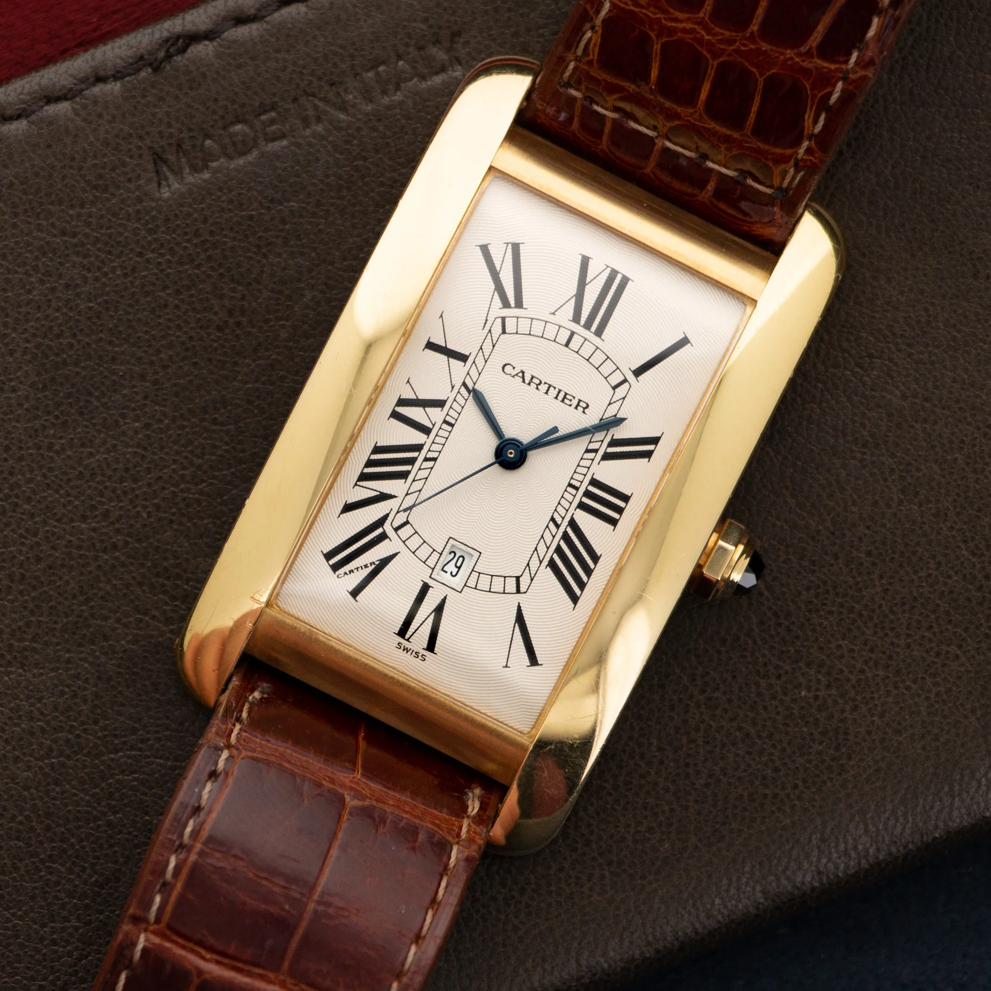 Cartier Yellow Gold Tank Americaine Automatic Strap Watch - Image 2