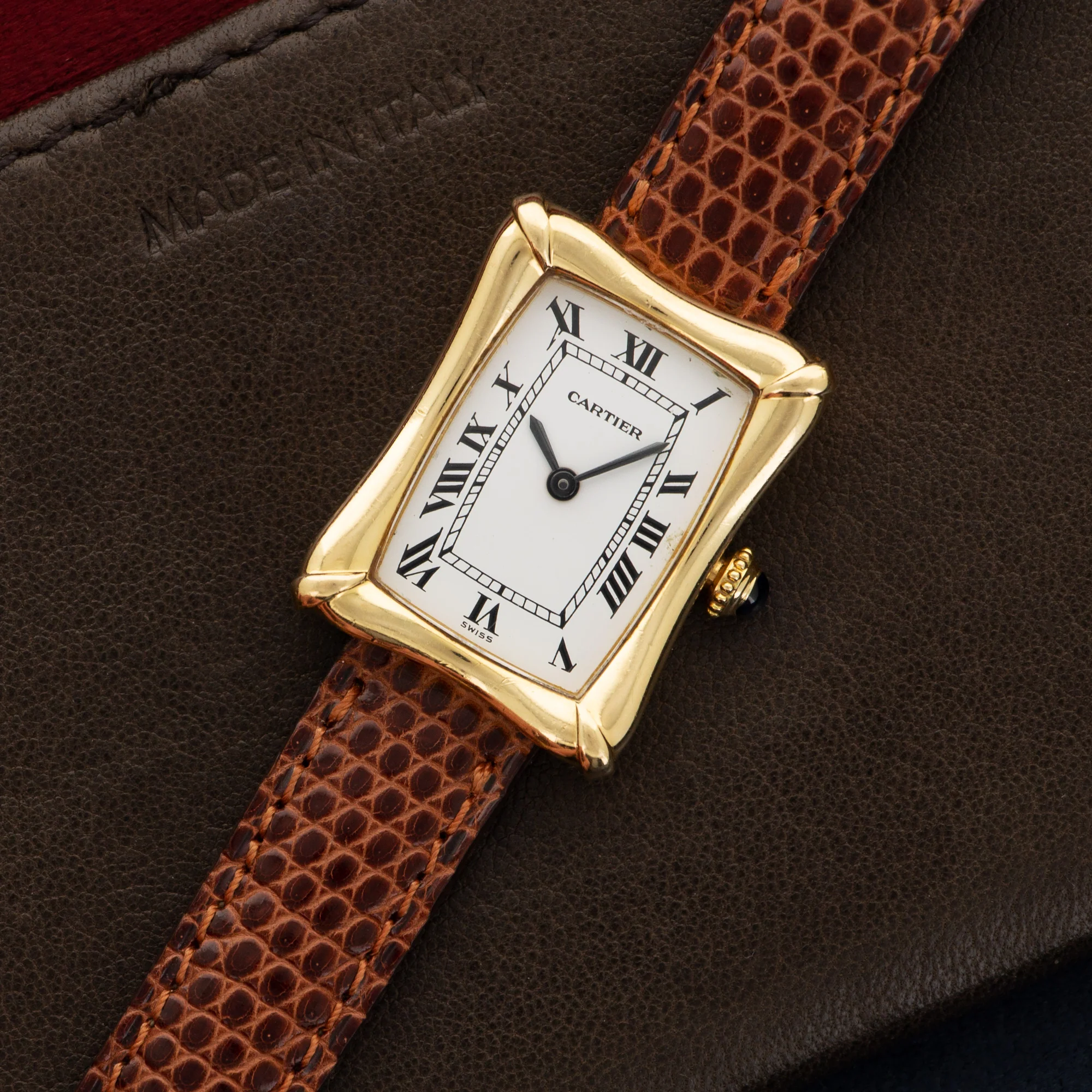 Cartier Yellow Gold Tank Bamboo Coussin Watch - Image 2