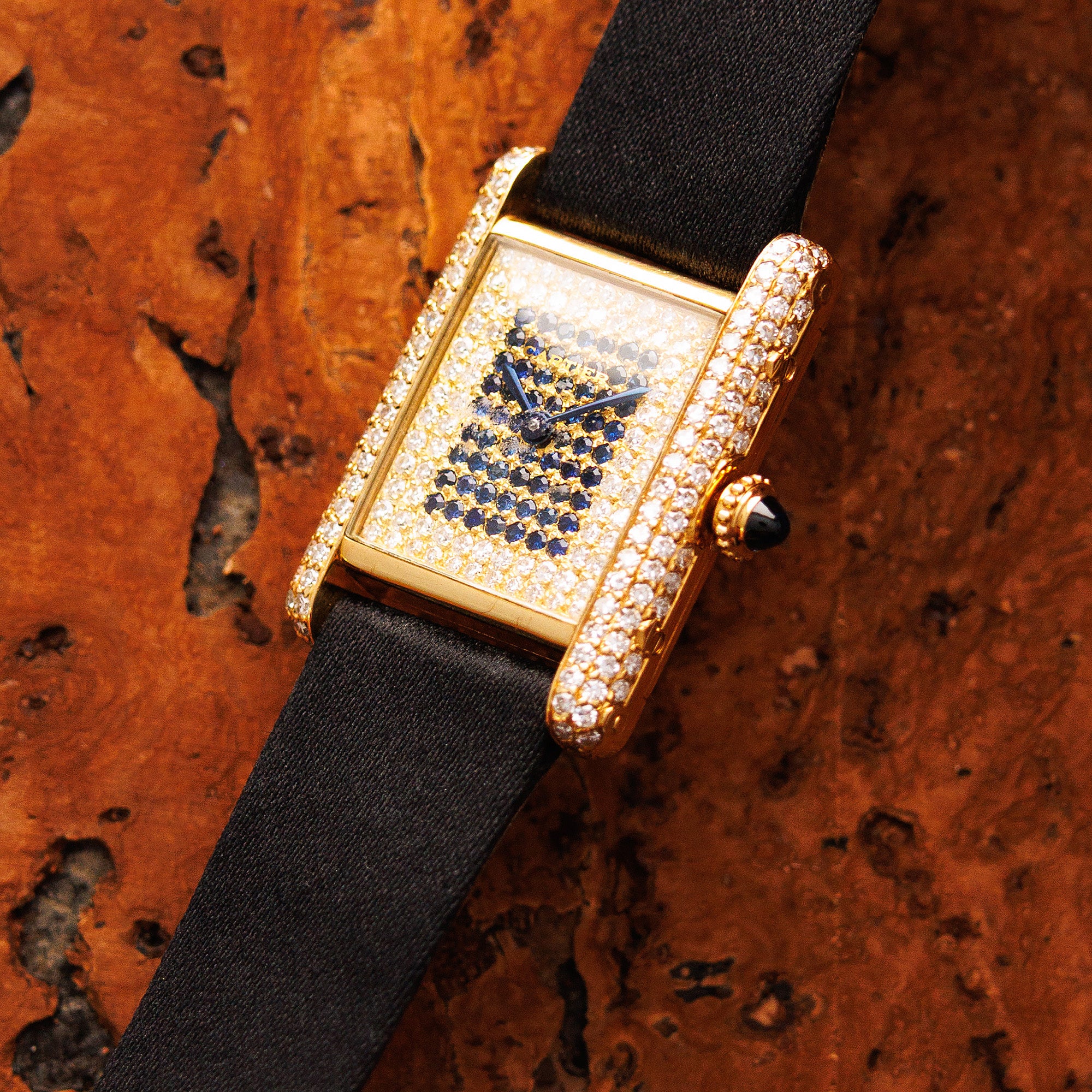 Cartier Yellow Gold Tank Louis Watch Ref. 78227 with Diamonds & Sapphires - Image 2