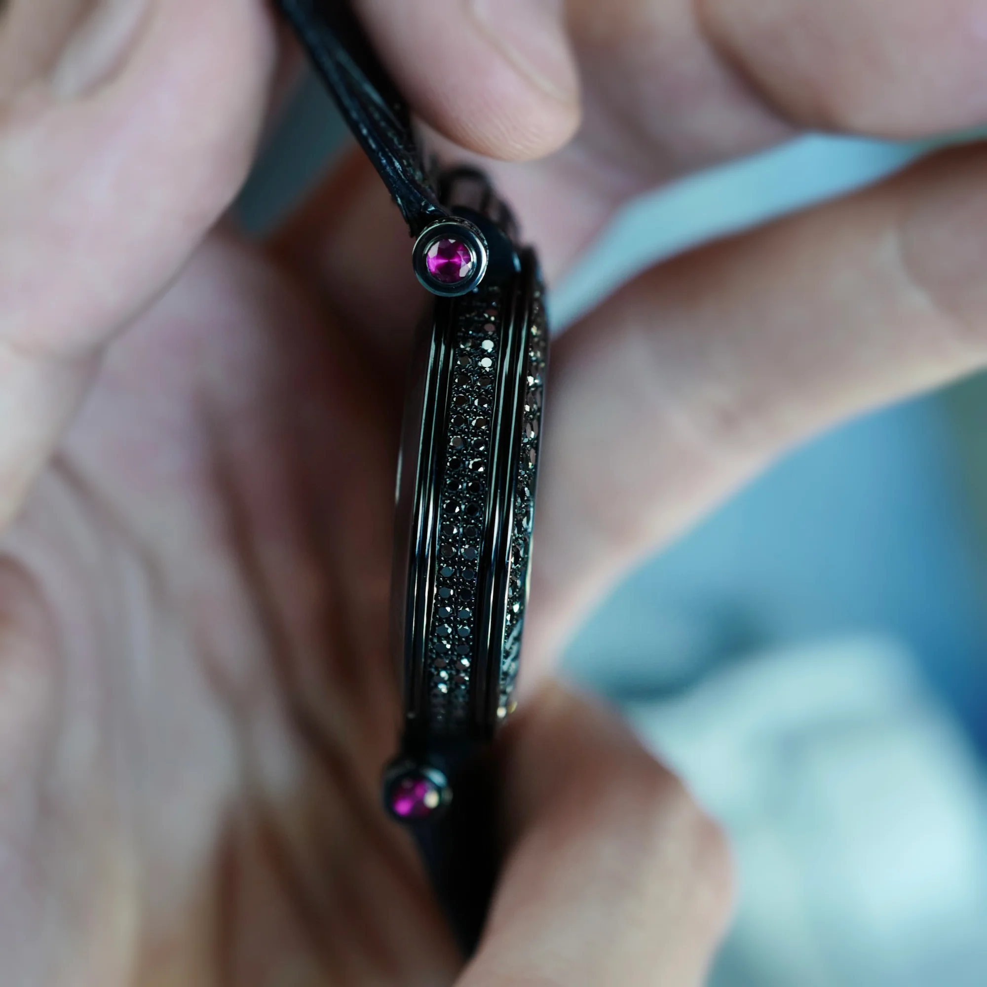 Franck Muller White Gold Double Mystery with Black Diamonds and Sapphires - Image 6