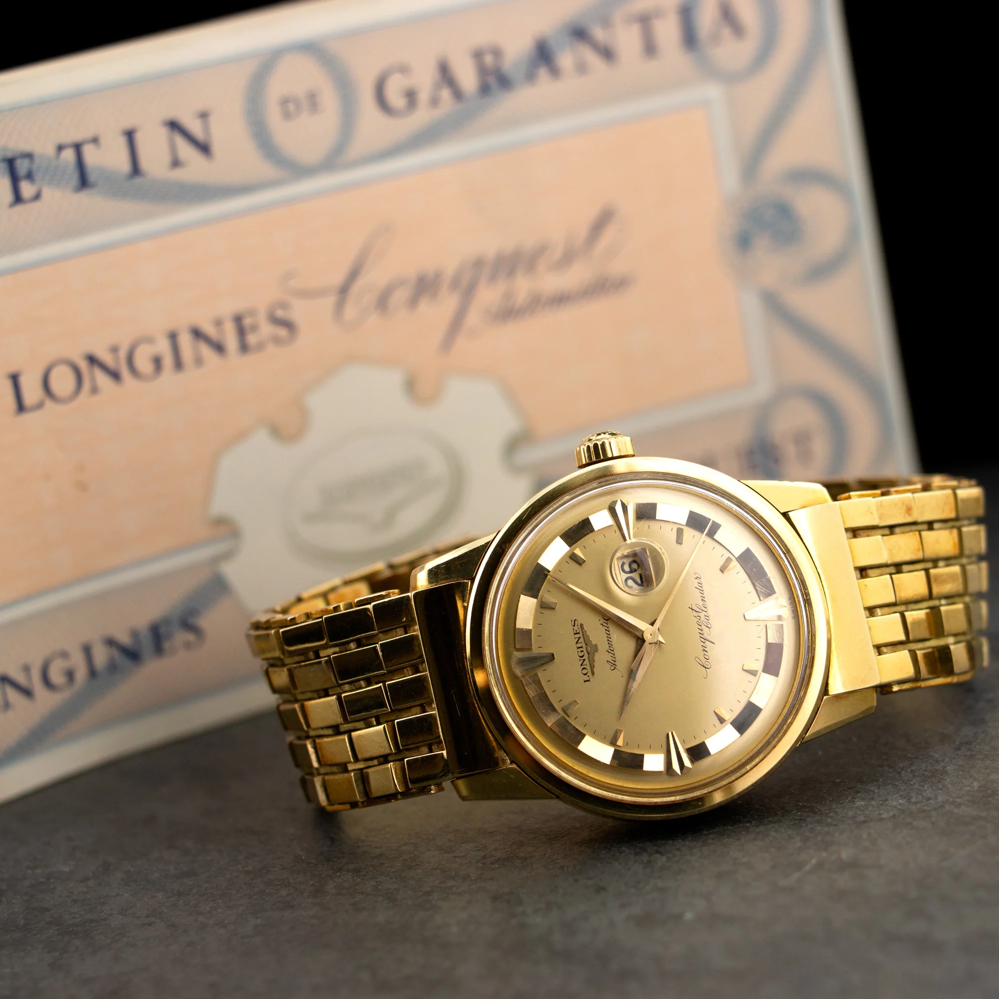 Longines Yellow Gold Conquest Calendar Watch Ref. 9005 with Original Papers from Cuba - Image 6