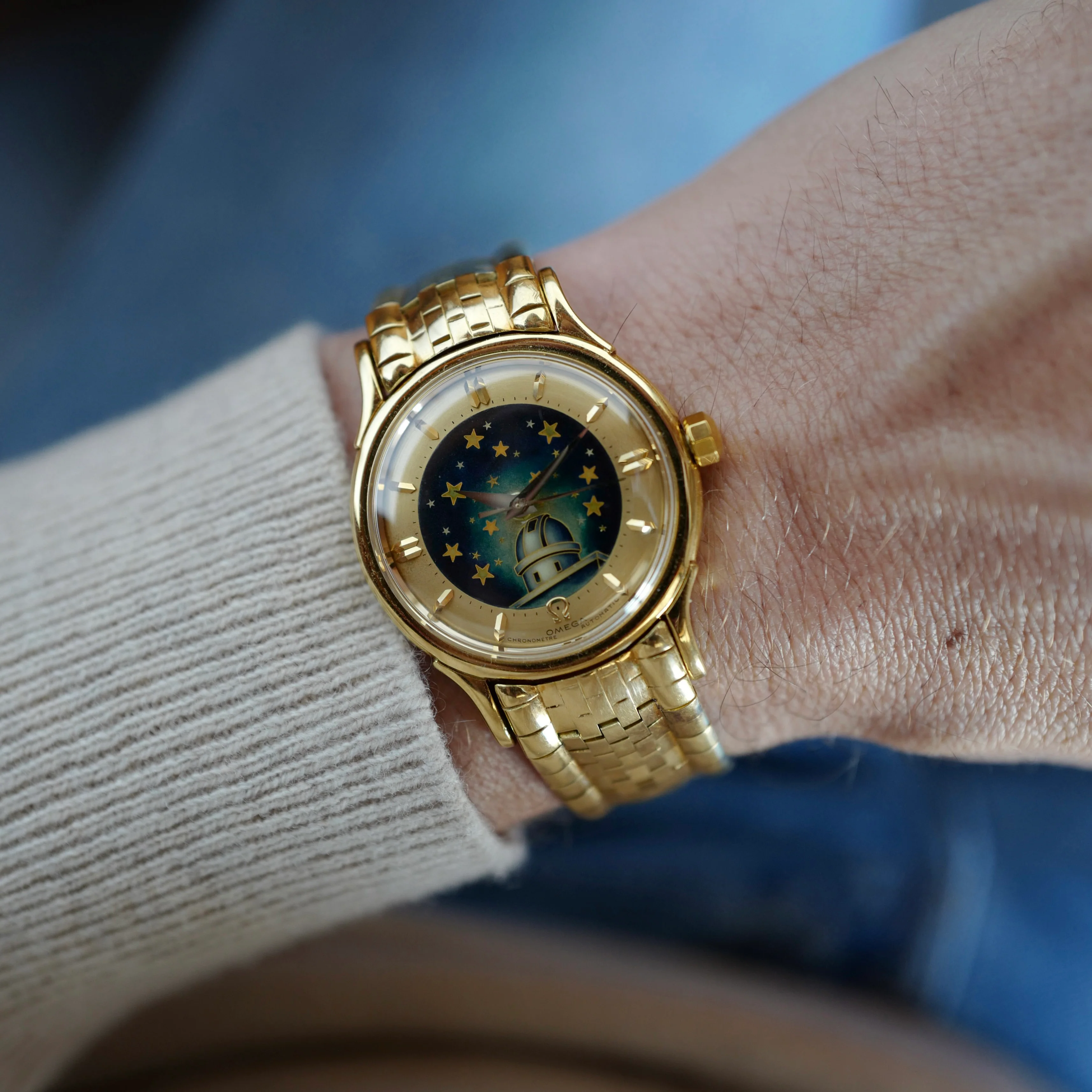 Omega Yellow Gold Constellation Geneva Observatory Cloisonne Watch - Image 4