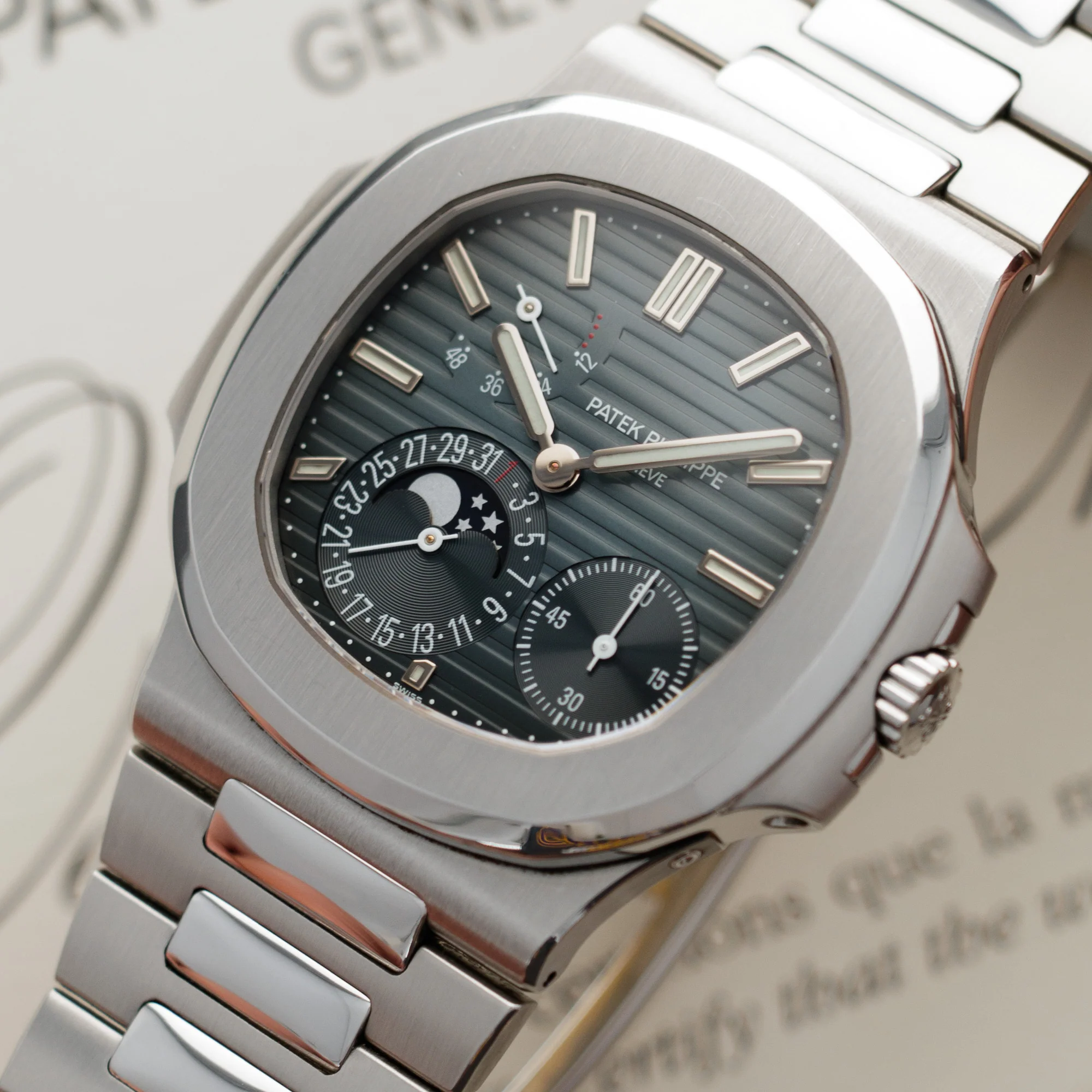 Patek Philippe Nautilus Moonphase Watch Ref. 5712 with Original Box and Papers - Image 2