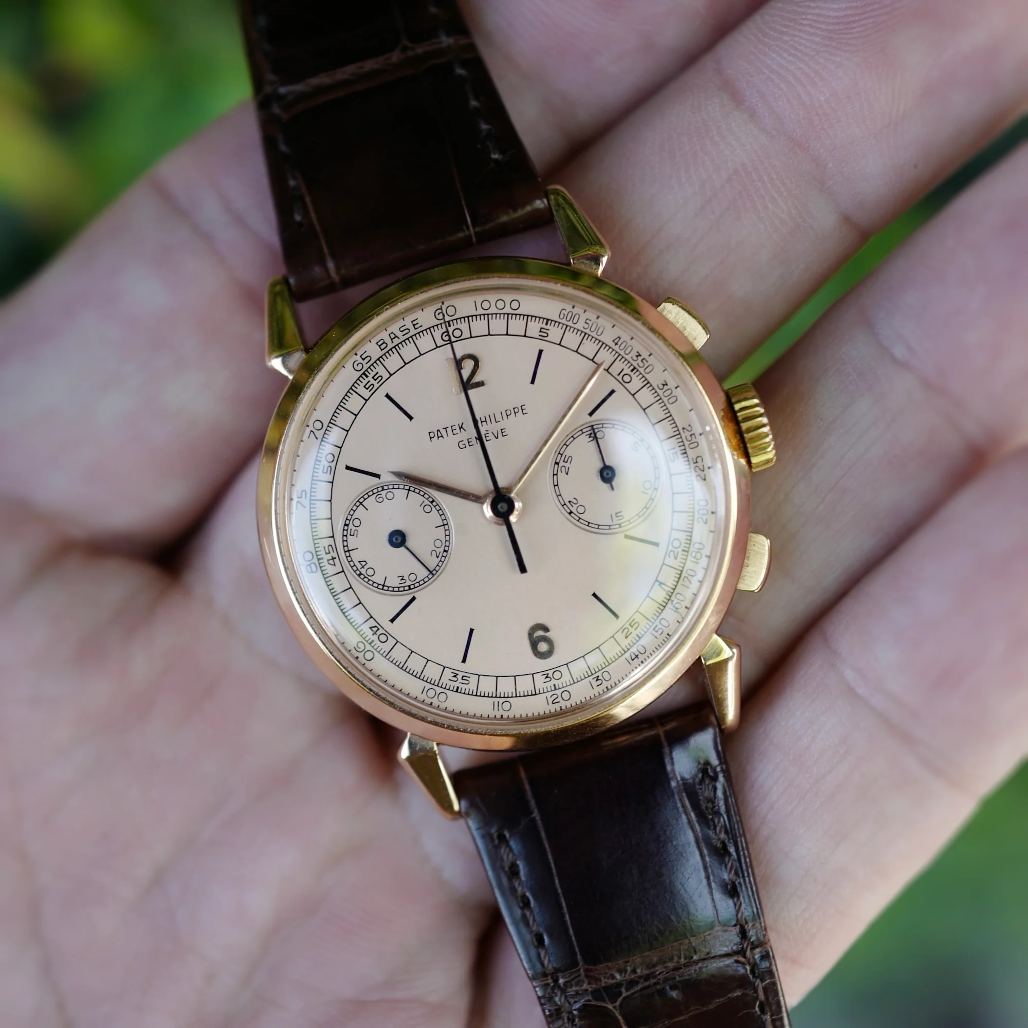 Patek Philippe Pink Gold Tachymeter Chronograph Watch Ref. 1579 - Image 2