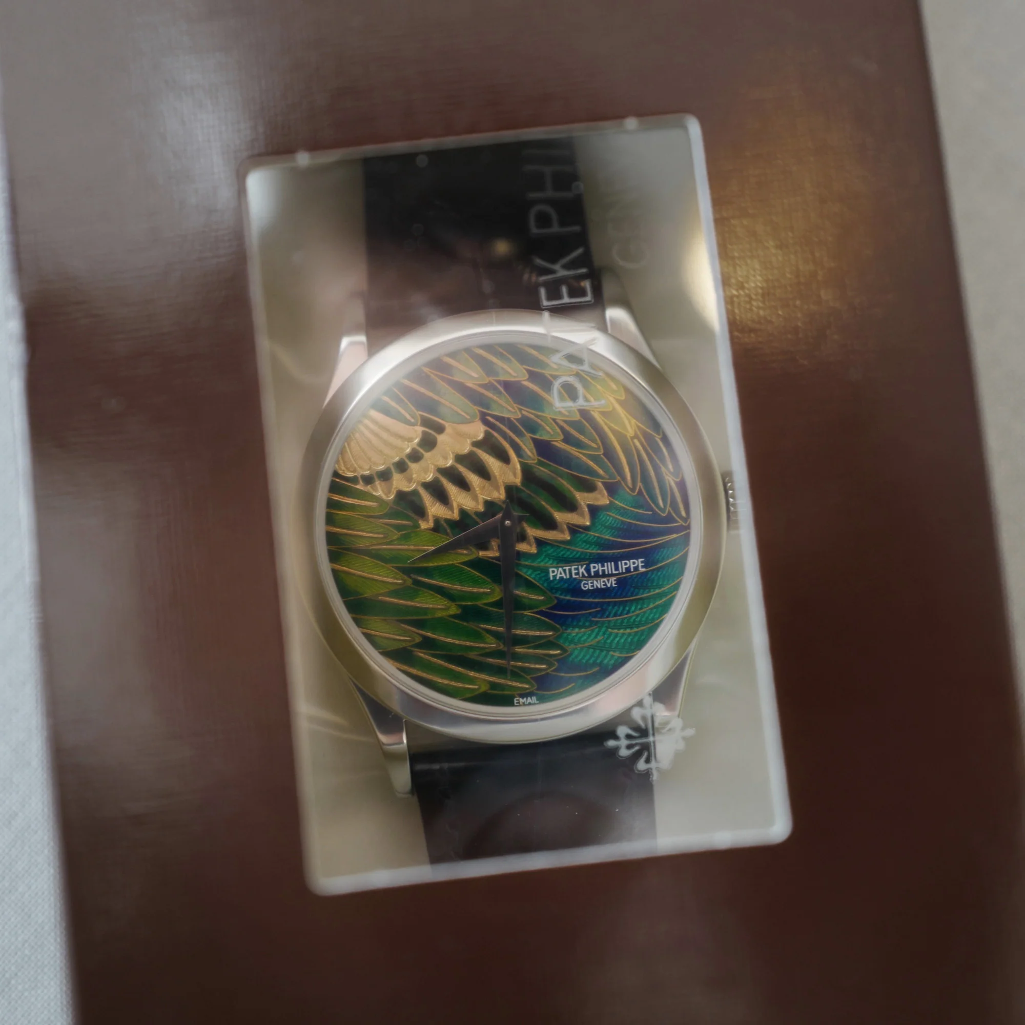 Patek Philippe Platinum Handcrafts Cloisonne Peacock Watch, Ref. 5077 Unworn and Double Sealed - Image 6