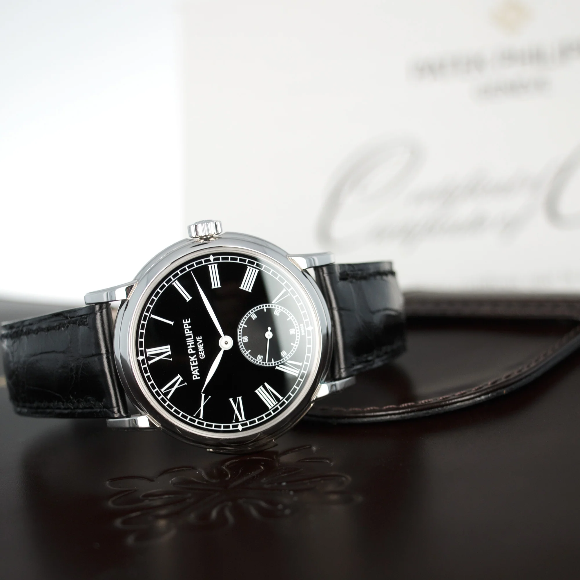 Patek Philippe Platinum Minute Repeater Black Dial Watch Ref. 5078 - Image 6