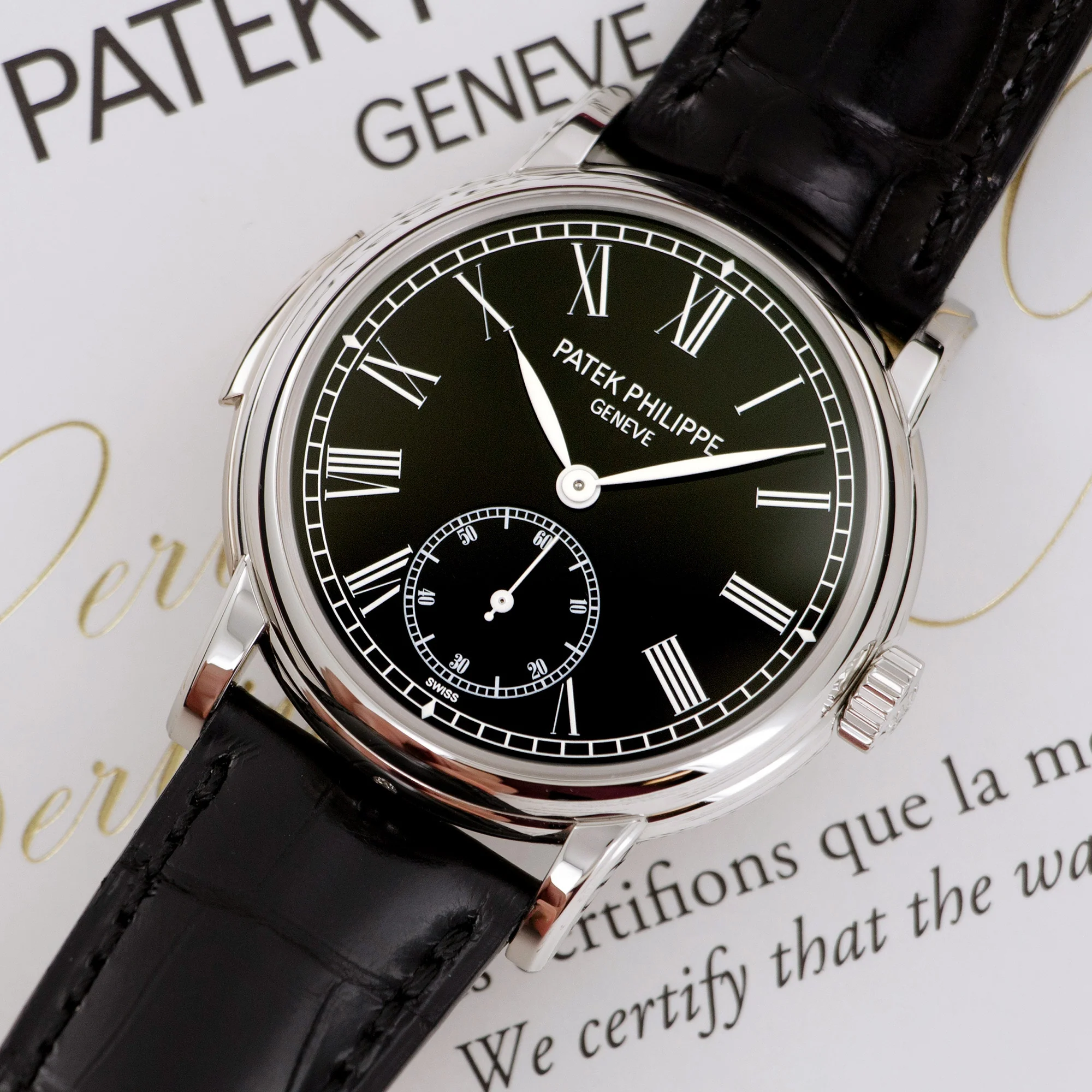 Patek Philippe Platinum Minute Repeater Black Dial Watch Ref. 5078 - Image 2