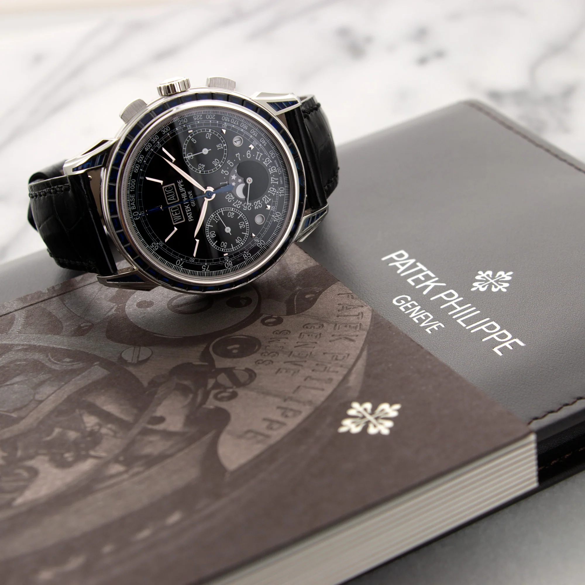 Patek Philippe Platinum Perpetual Calendar Chrono Sapphire Watch Ref. 5271 - Image 6
