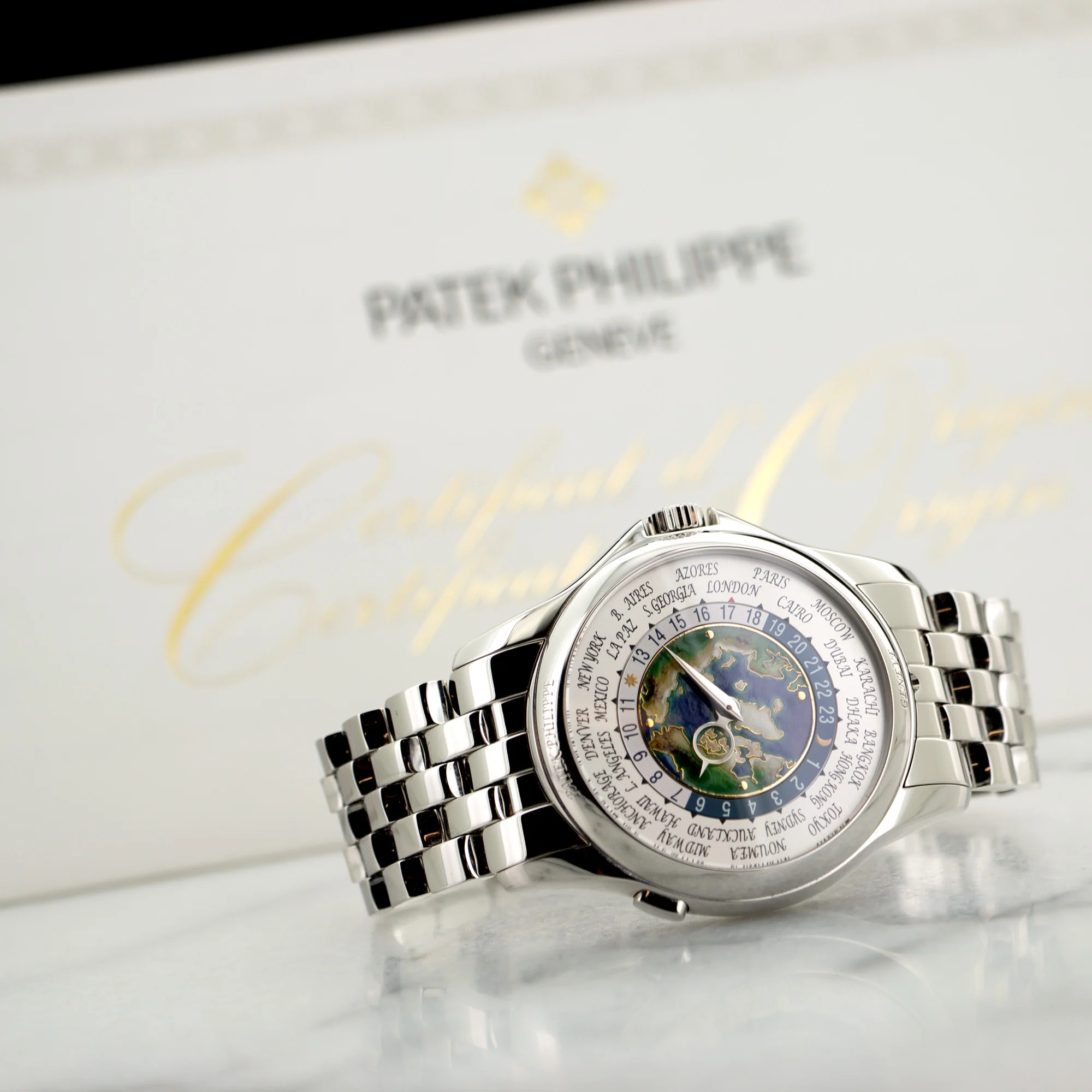 Patek Philippe Platinum World Time Cloisonne Watch Ref. 5131 - Image 5