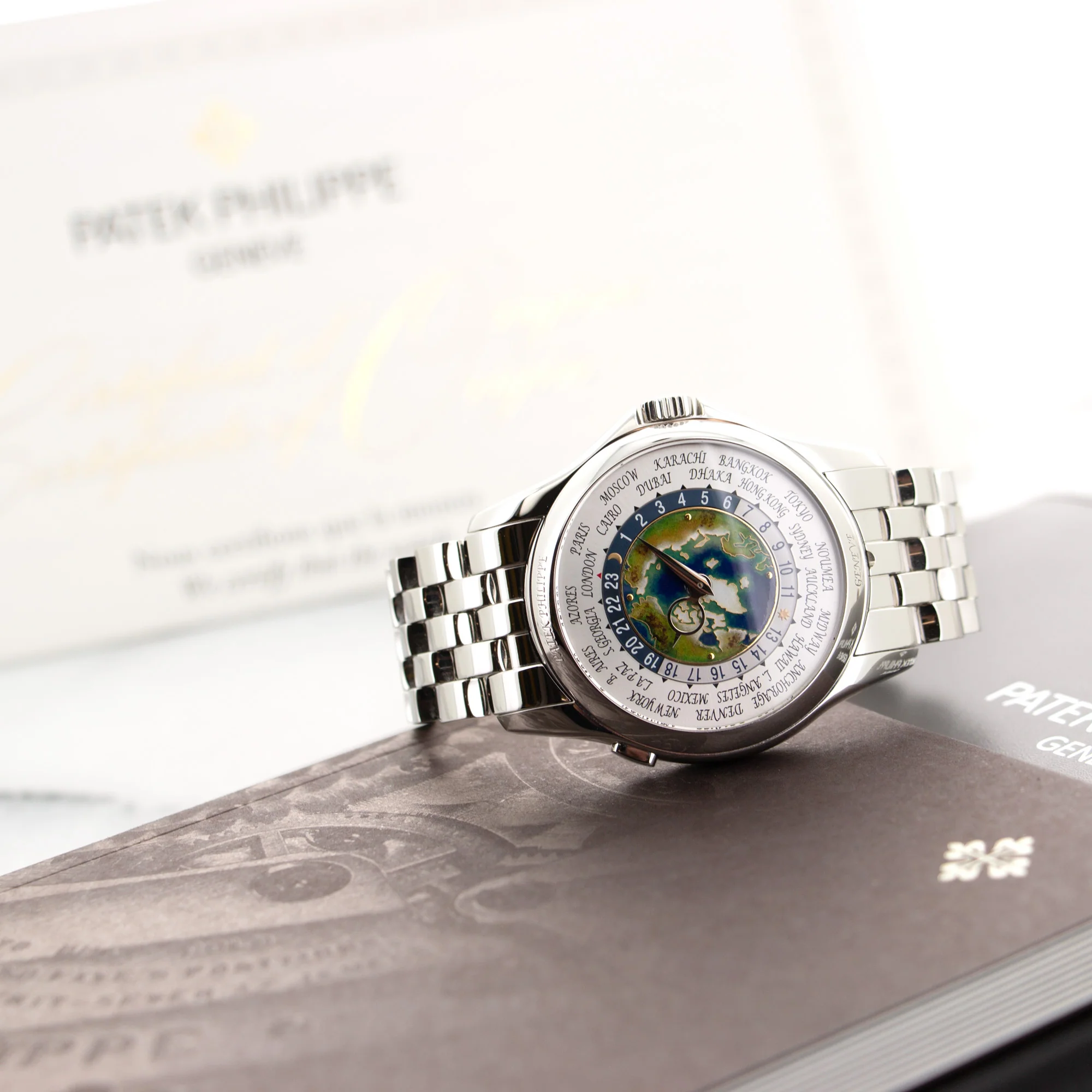 Patek Philippe Platinum World Time Cloisonne Watch Ref. 5131 - Image 5