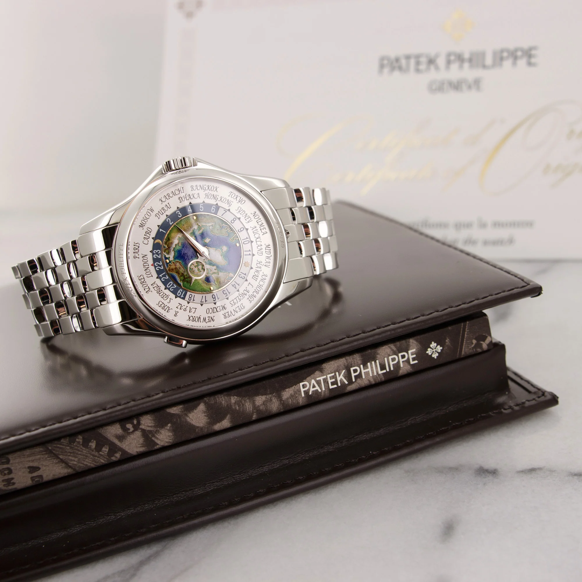 Patek Philippe Platinum World Time Cloisonne Watch Ref. 5131 - Image 5