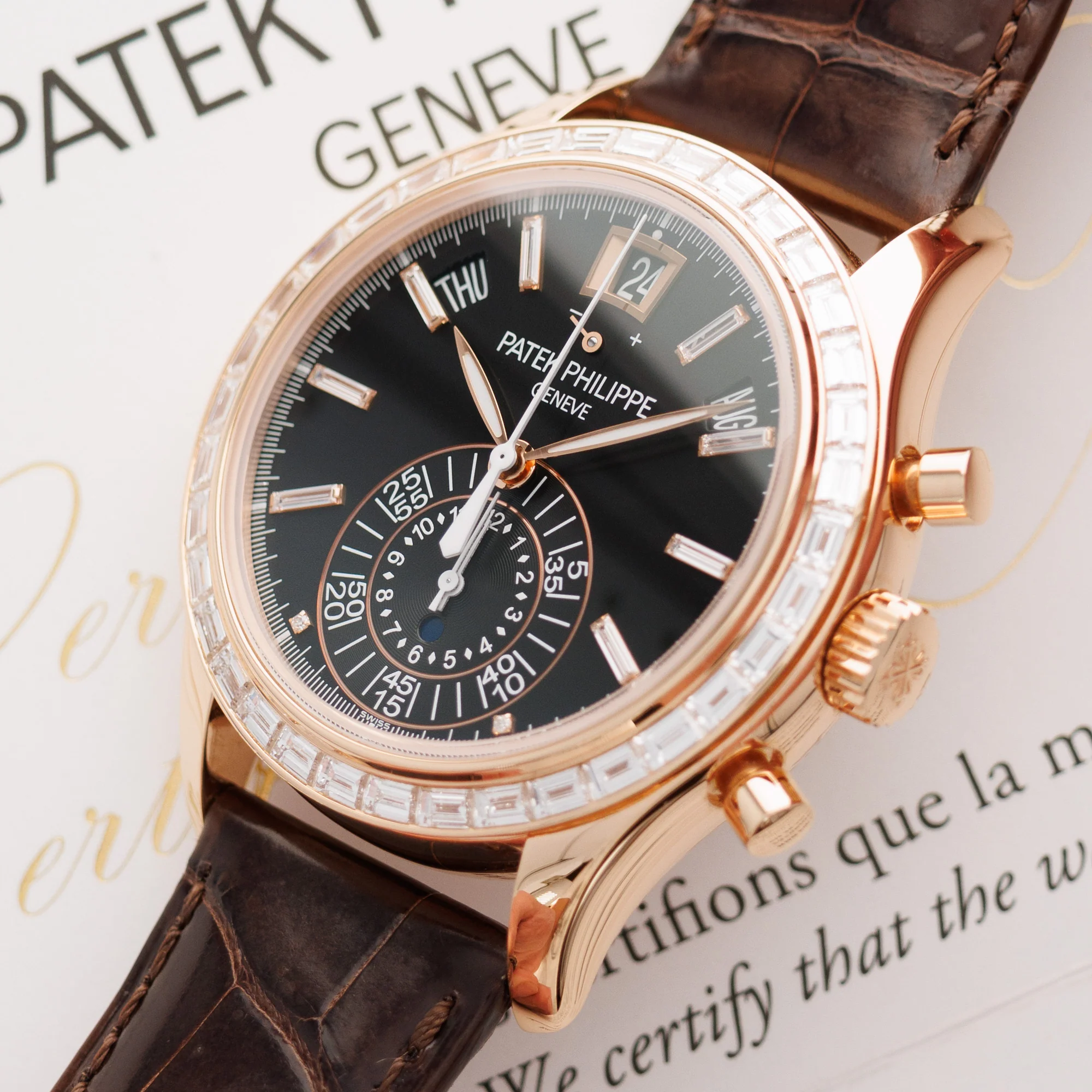 Patek Philippe Rose Gold Annual Calendar Chronograph Ref. 5961R with Factory Diamonds - Image 2