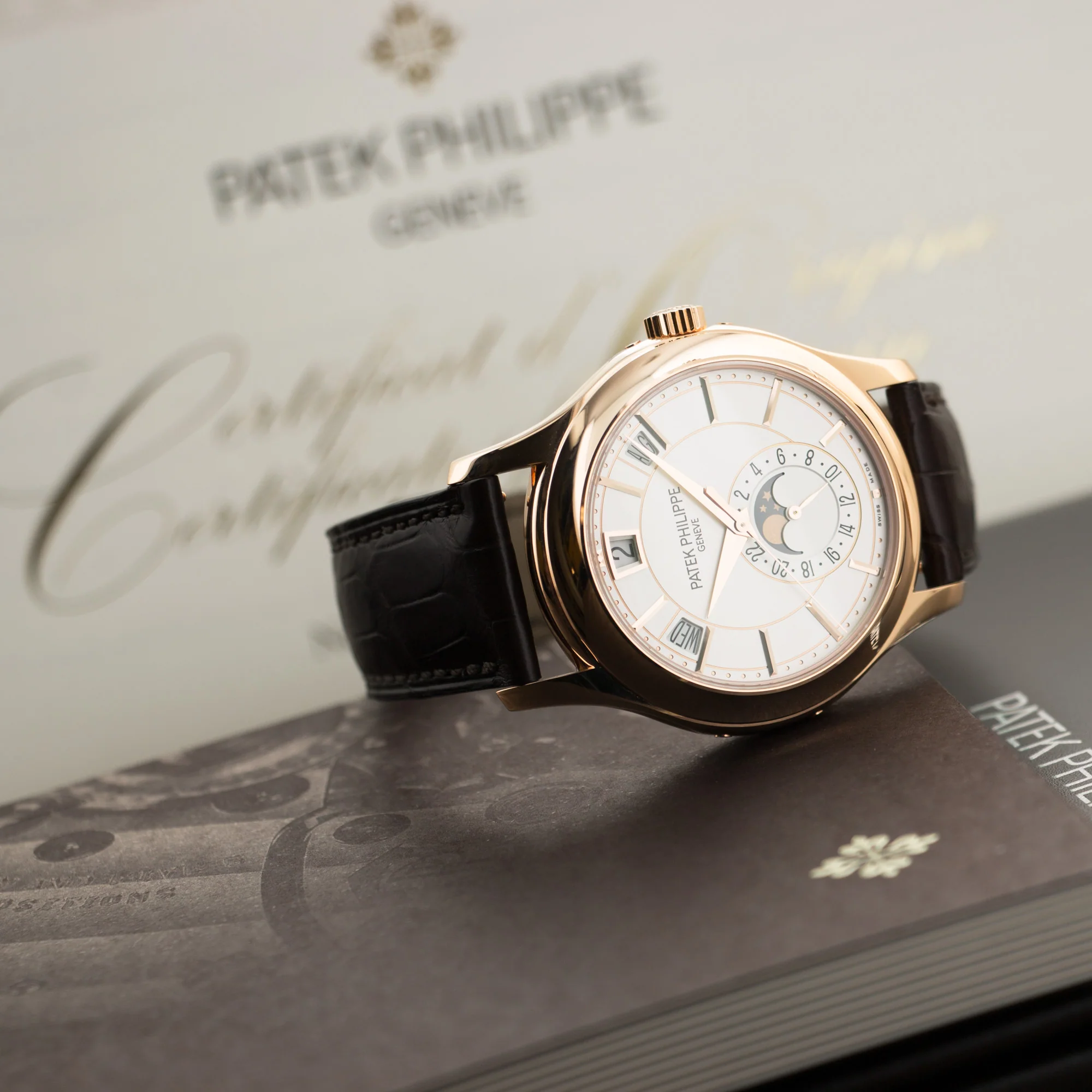 Patek Philippe Rose Gold Annual Calendar Moonphase Watch Ref. 5205 - Image 7