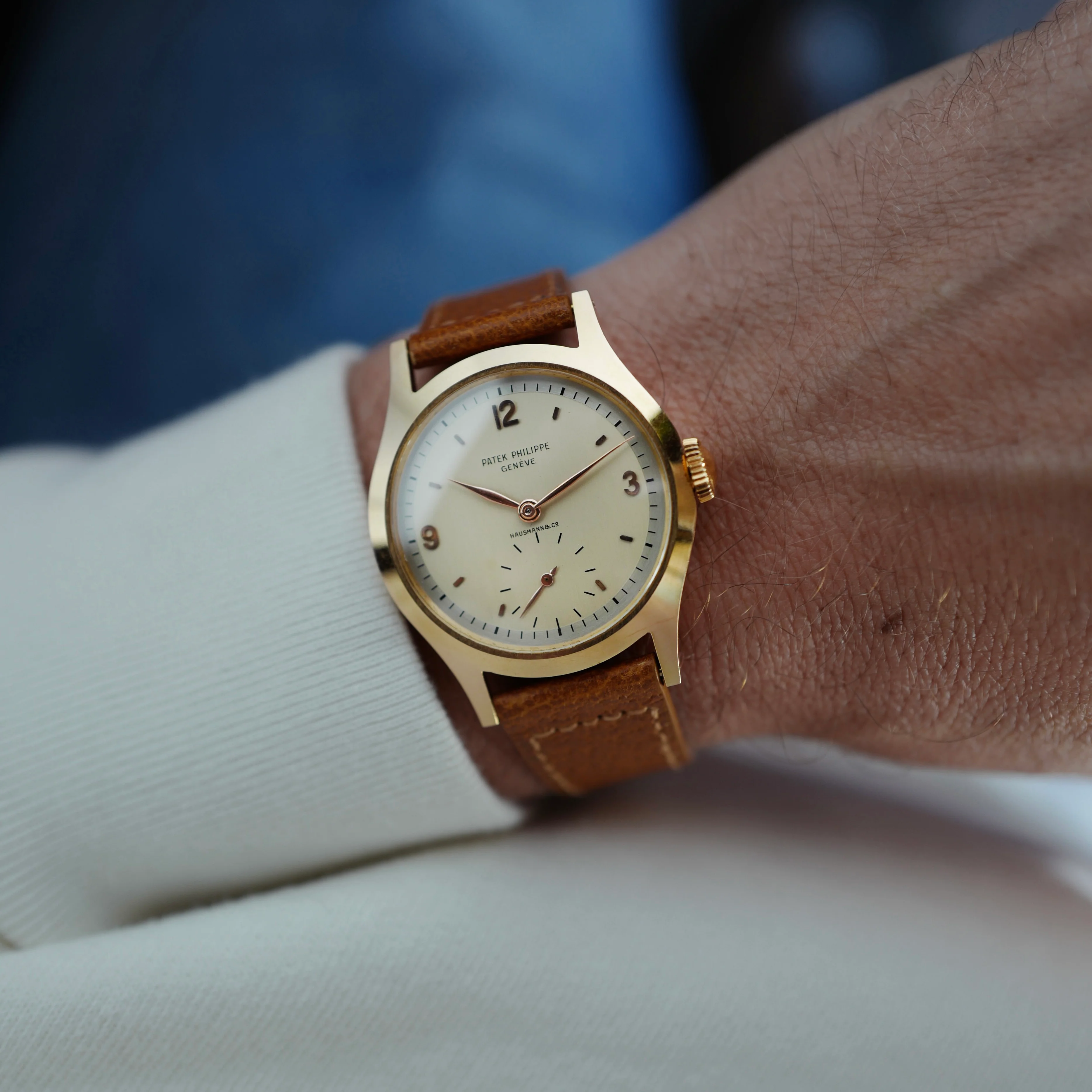 Patek Philippe Rose Gold Calatrava Ref. 565 Retailed by Hausmann & Co. with Original Certificate from 1953 - Image 5