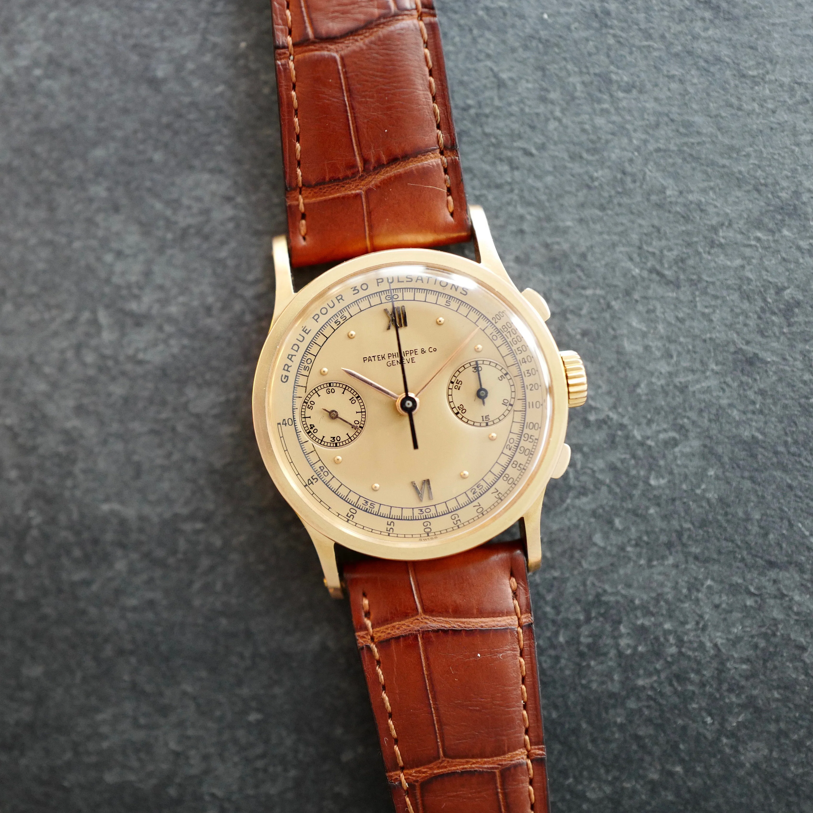 Patek Philippe Rose Gold Chronograph Pulsometer Scale Watch Ref. 533 - Image 7
