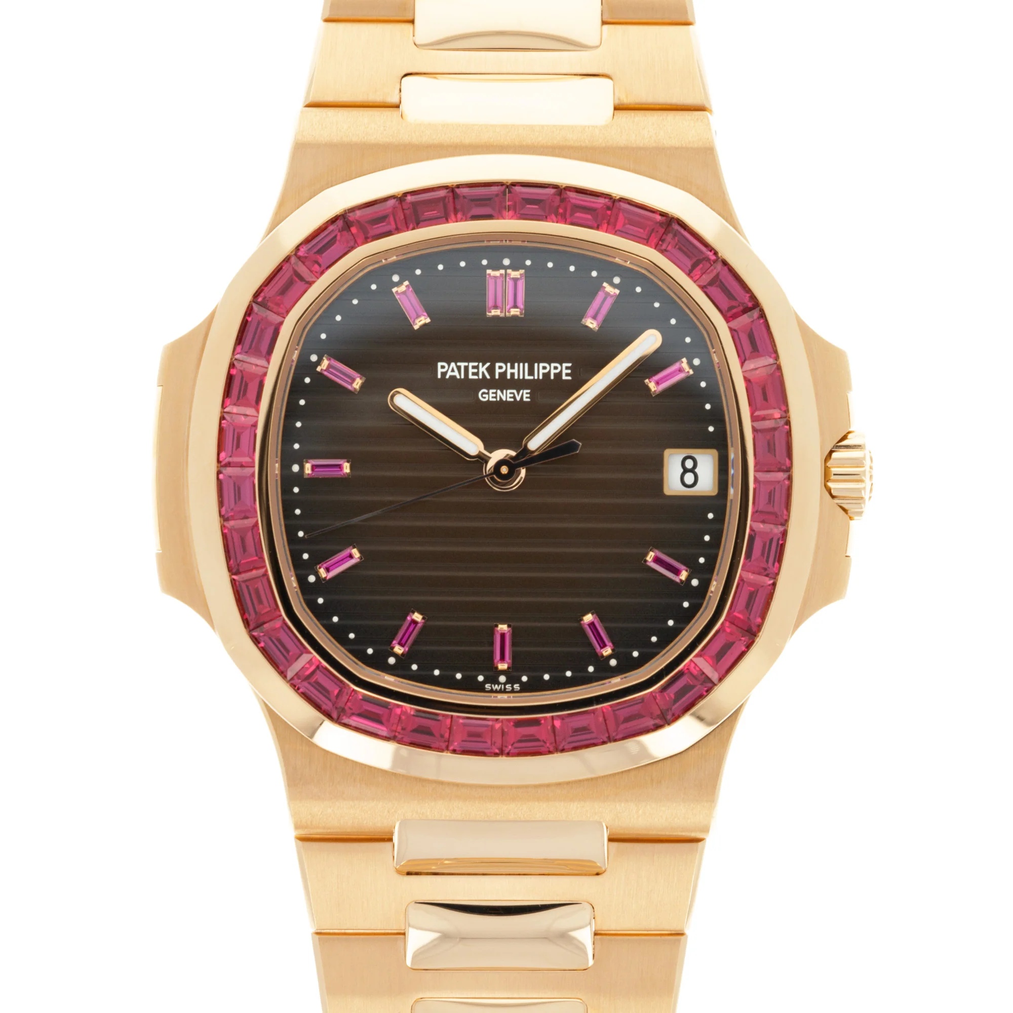 Patek Philippe Rose Gold Nautilus Watch Ref. 5723 with Factory Ruby Dial and Bezel
