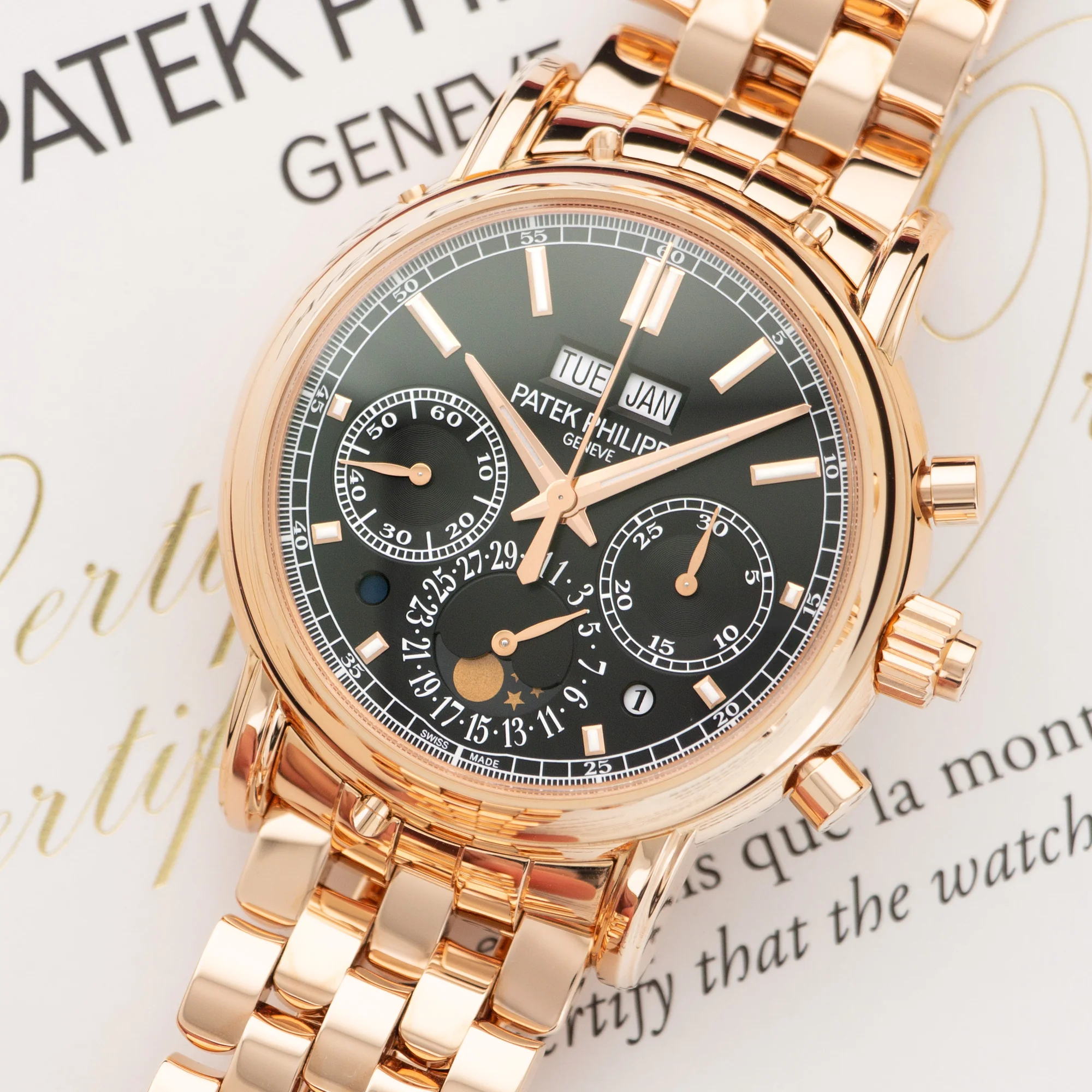 Patek Philippe Rose Gold Split Seconds Perpetual Calendar Chrono Ref. 5204 in Unworn Condition - Image 2