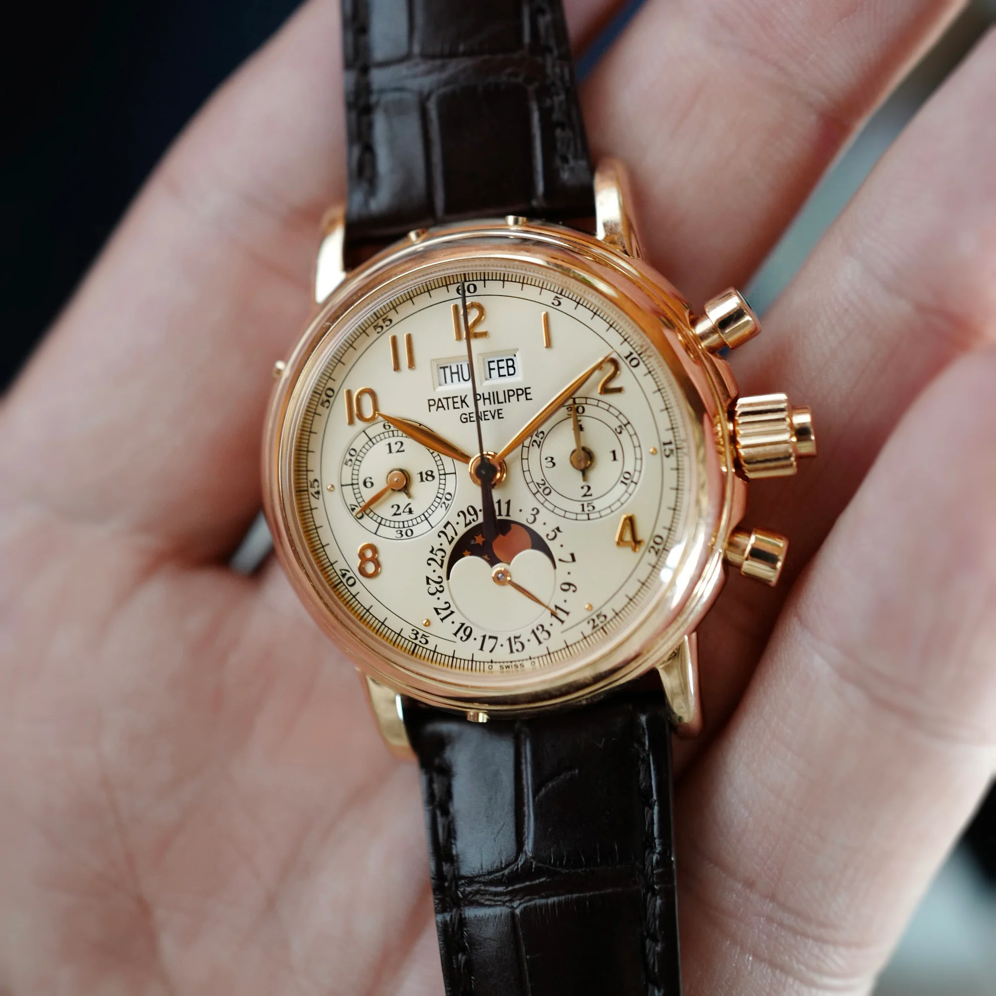 Patek Philippe Rose Gold Split Seconds Perpetual Calendar Watch Ref. 5004 - Image 4
