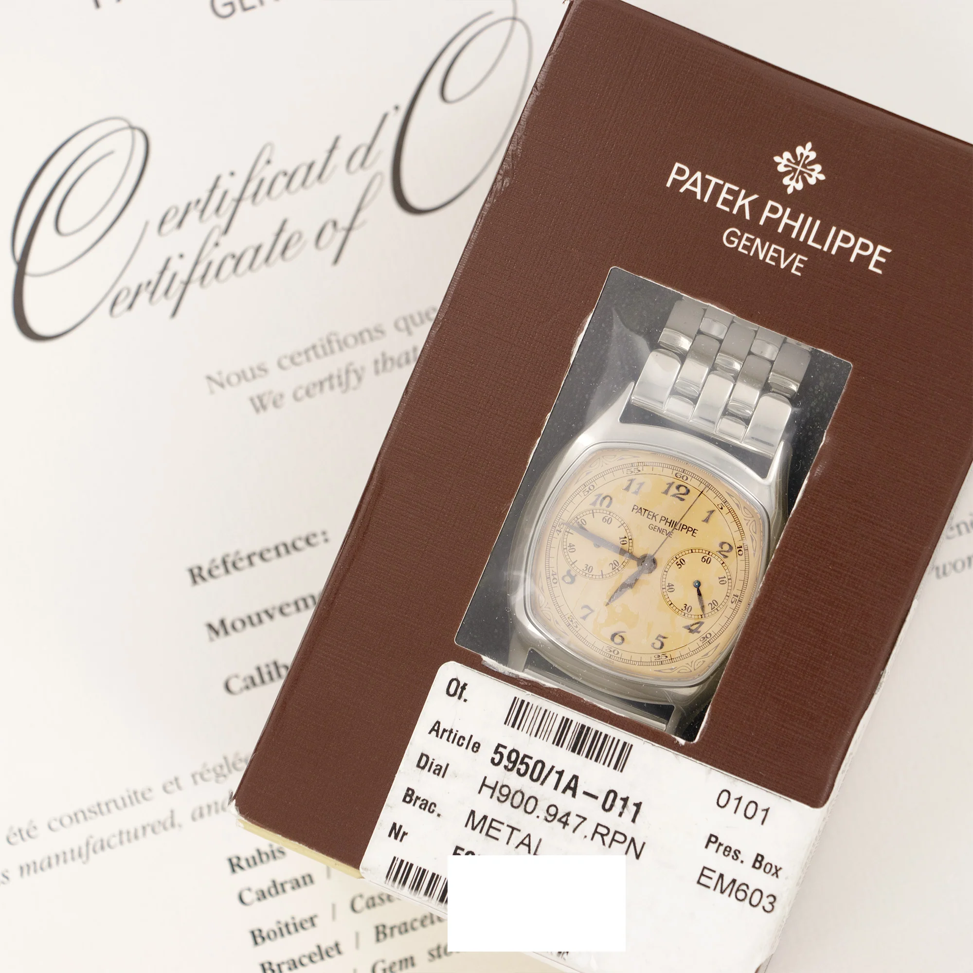 Patek Philippe Steel Monopusher Salmon Dial Chronograph Watch Ref. 5950 - Image 2